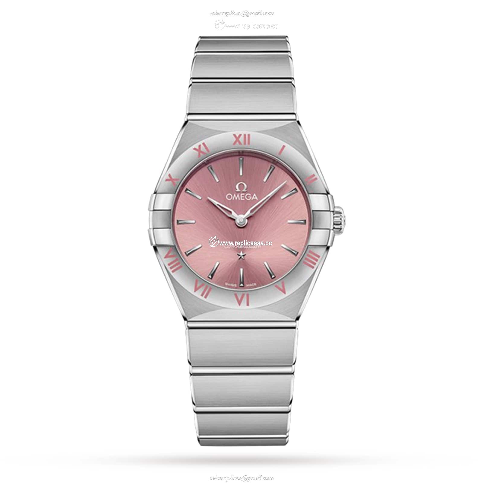 Omega Constellation Quartz Steel 28mm Ladies details Pink O13110286011001 1 Omega Constellation Quartz Steel 28mm Ladies details Pink O13110286011001