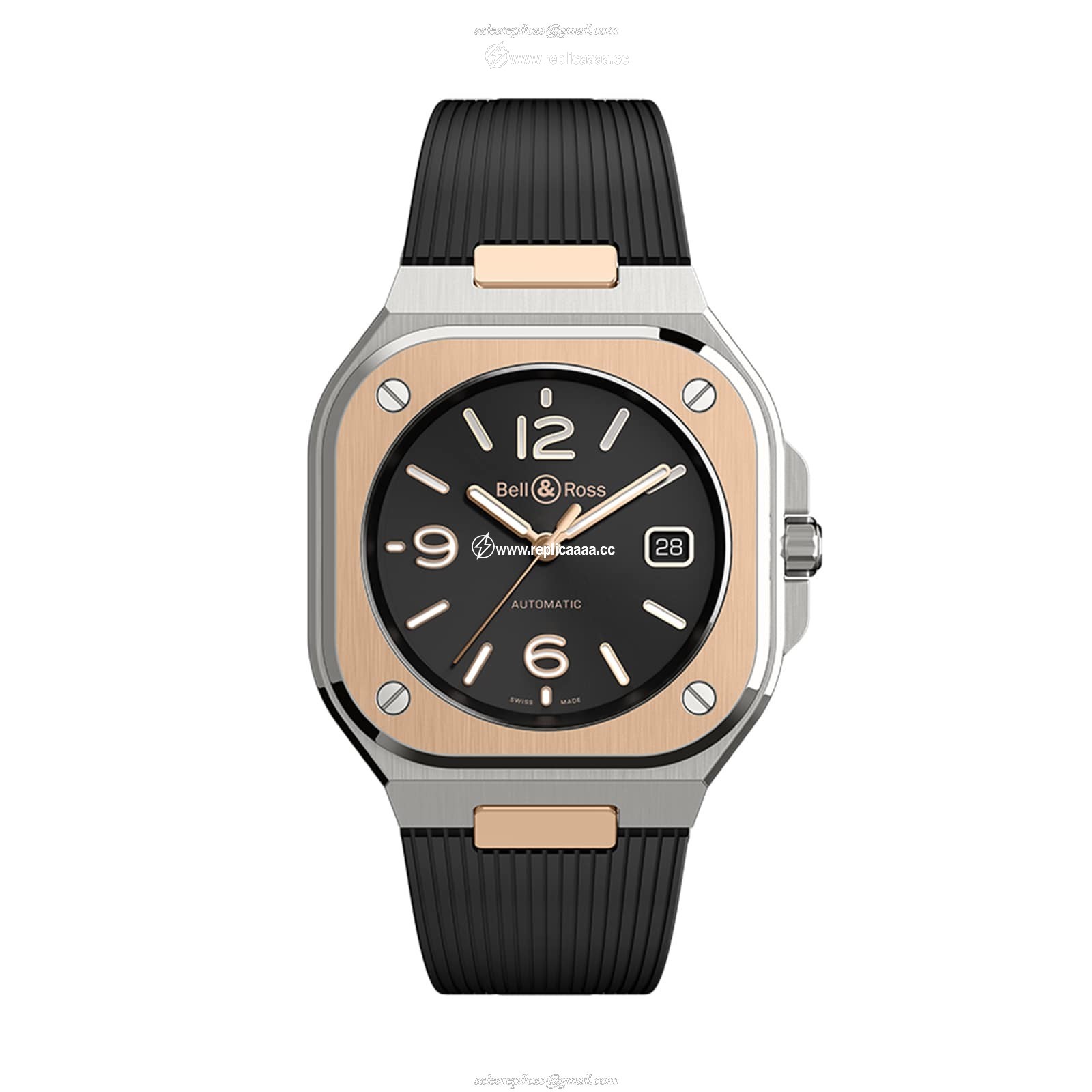 Bell & Ross BR 05 Black Steel Gold 40mm Mens details BR05A-BL-STPG/SRB 1 Bell & Ross BR 05 Black Steel Gold 40mm Mens details BR05A-BL-STPG/SRB