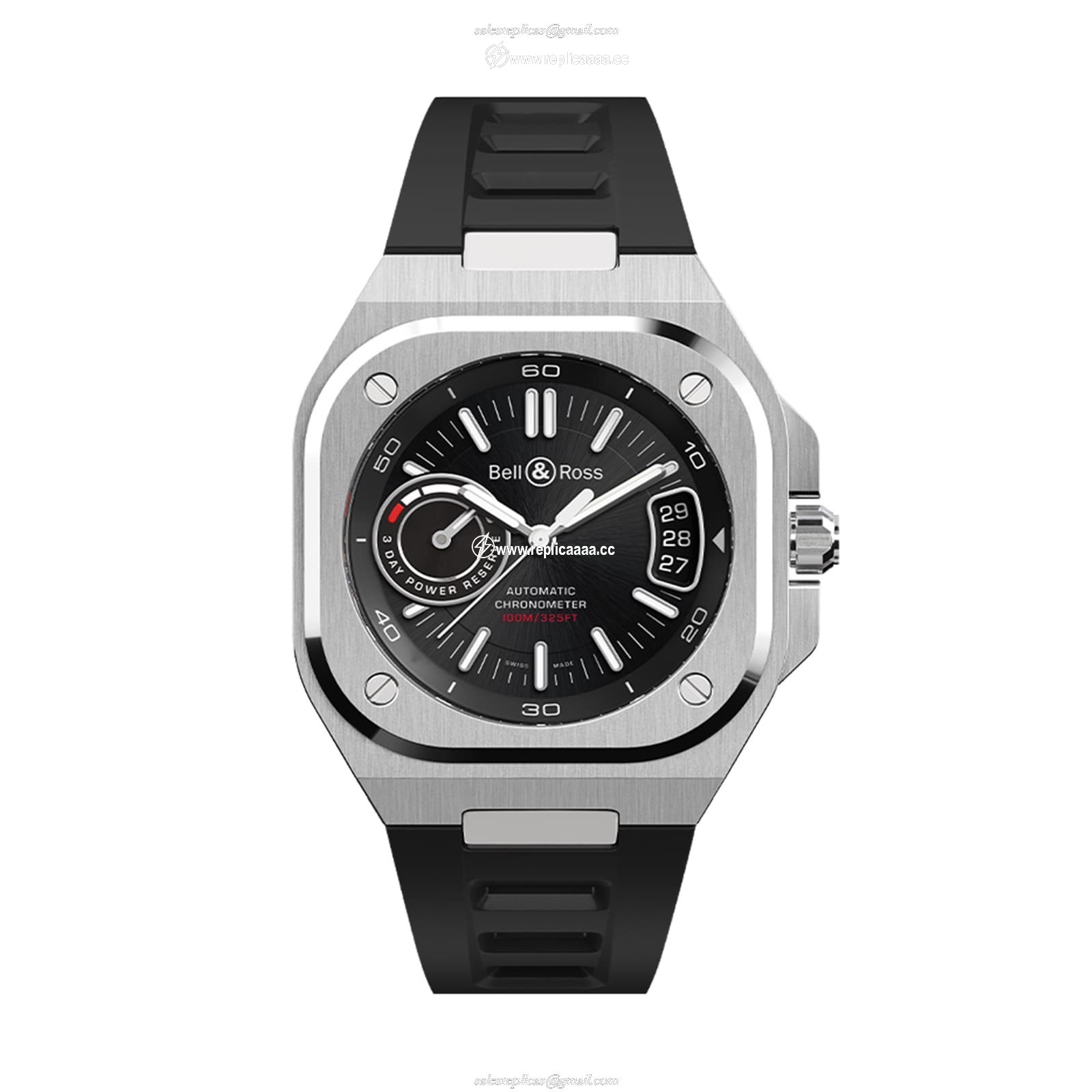 Bell & Ross BR X5 Black Steel 41mm Mens details Black BRX5R-BL-ST/SRB