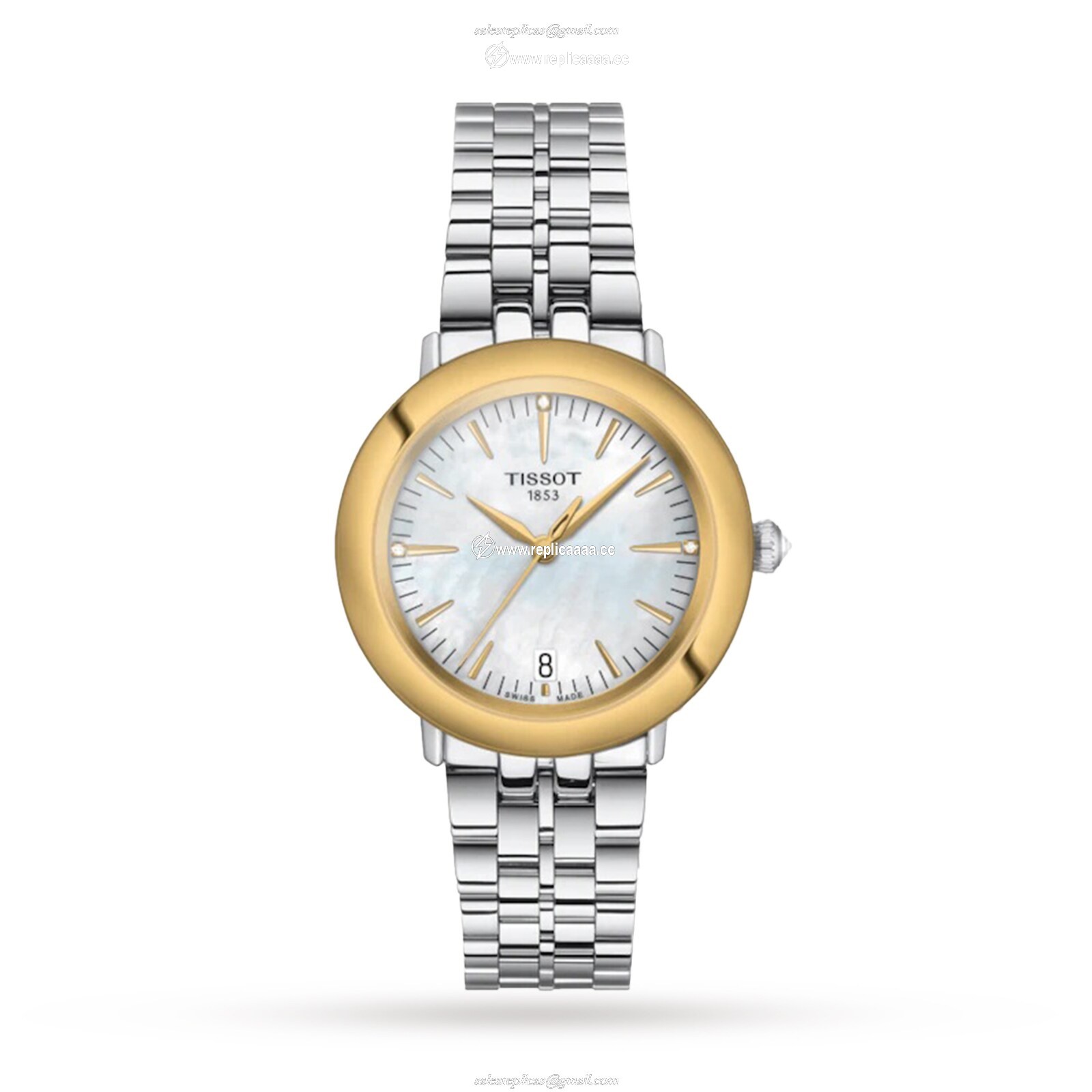 Tissot T-Gold Glendora 18K Gold 33mm Ladies details Mother Of Pearl T9292104111601