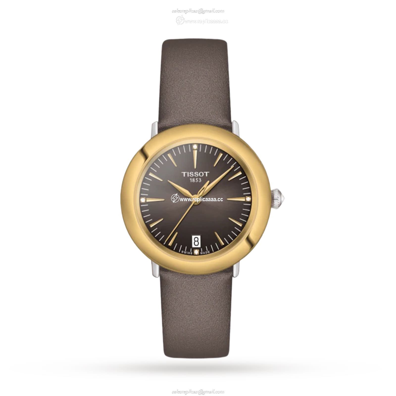 Tissot T-Gold Glendora 18K Gold 33mm Ladies details Brown T9292104606600