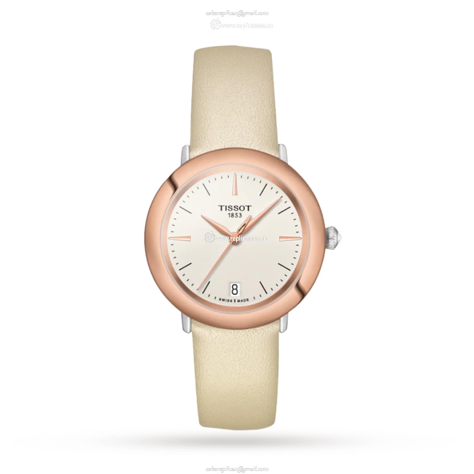 Tissot T-Gold Glendora 18K Gold 33mm Ladies details Cream T9292104626100