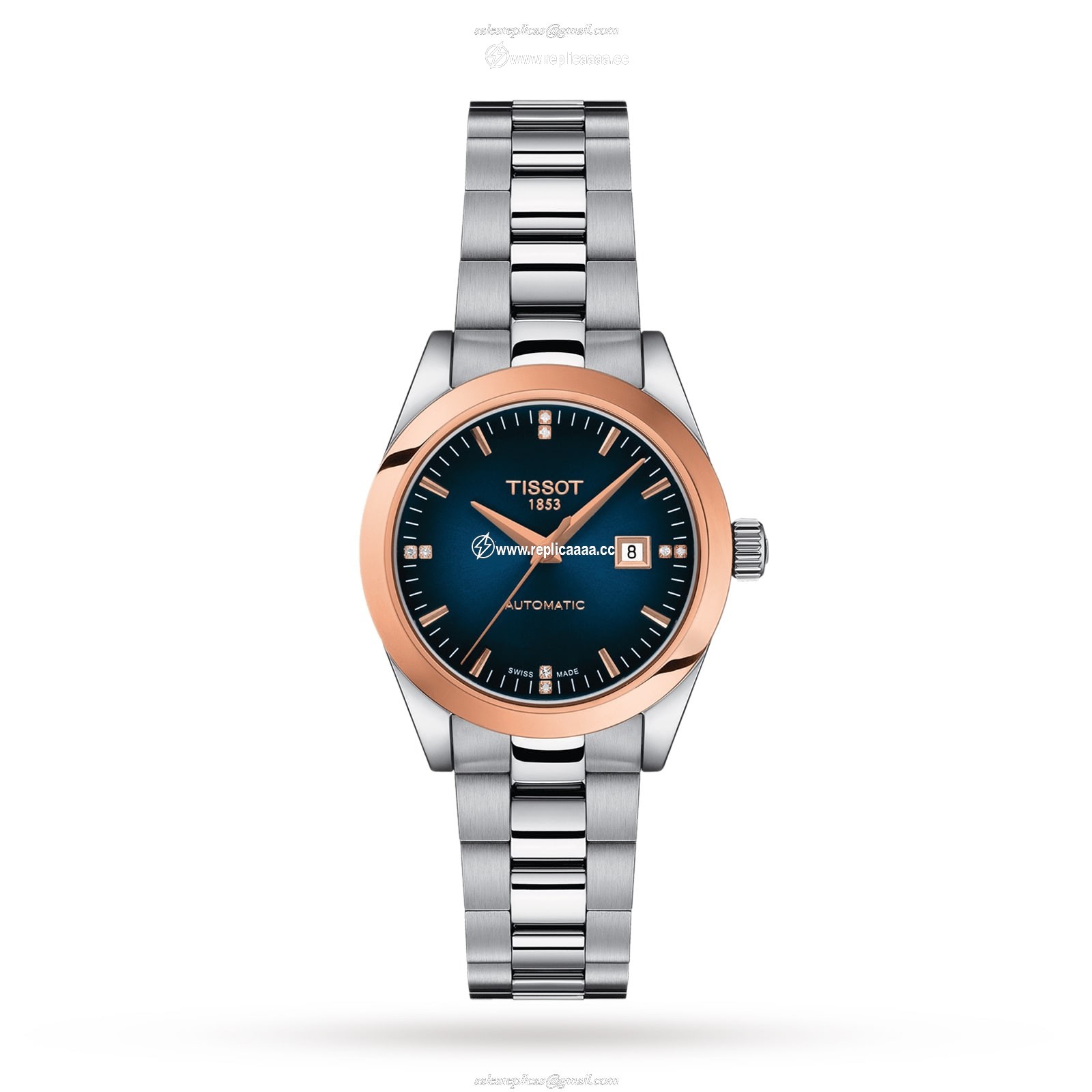 Tissot T-My Lady Automatic 18K Gold bezel 29mm Ladies details Blue T9300074104600 1 Tissot T-My Lady Automatic 18K Gold bezel 29mm Ladies details Blue T9300074104600