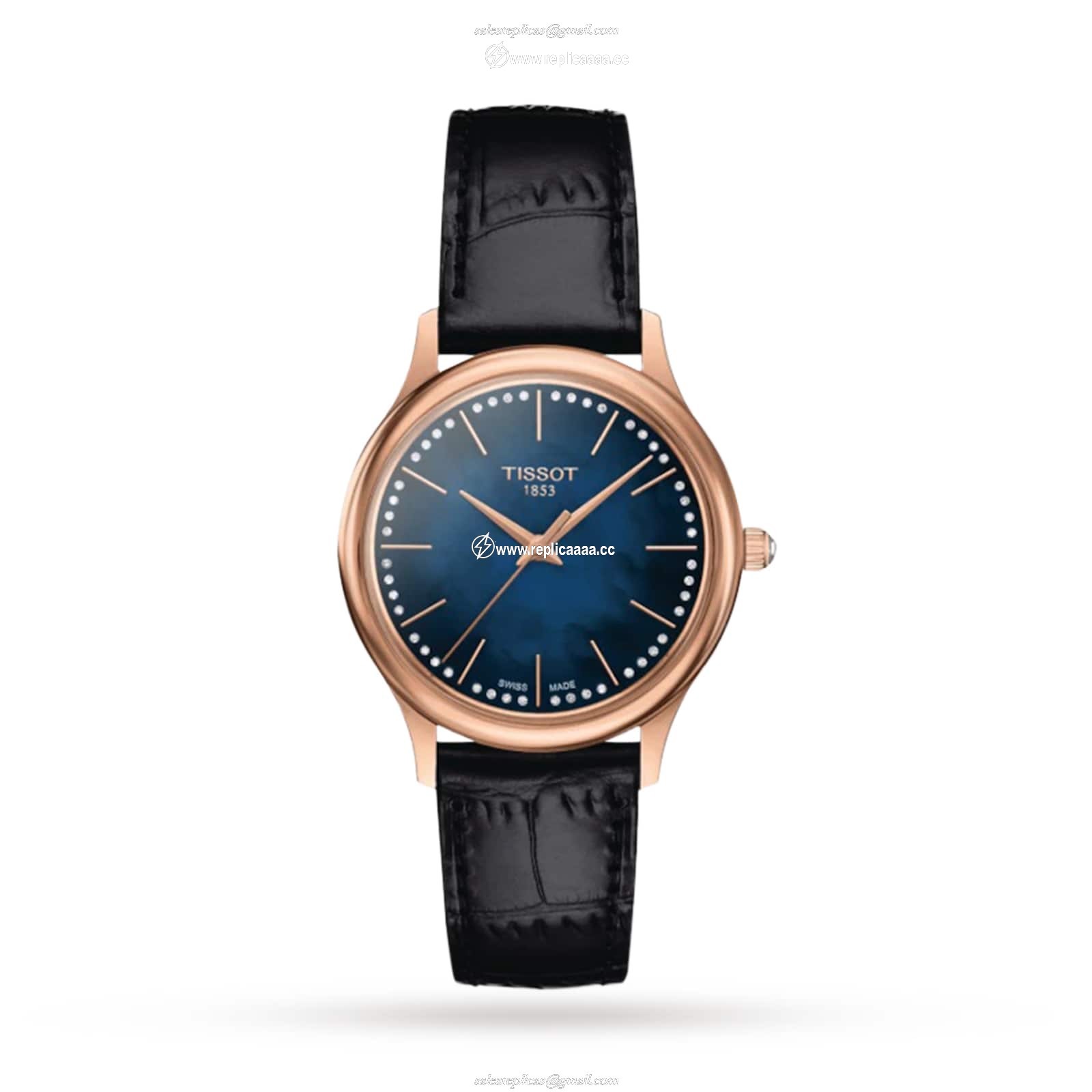 Tissot T-Gold Excellence Lady 18K Gold 32mm Ladies details Blue T9262107613100