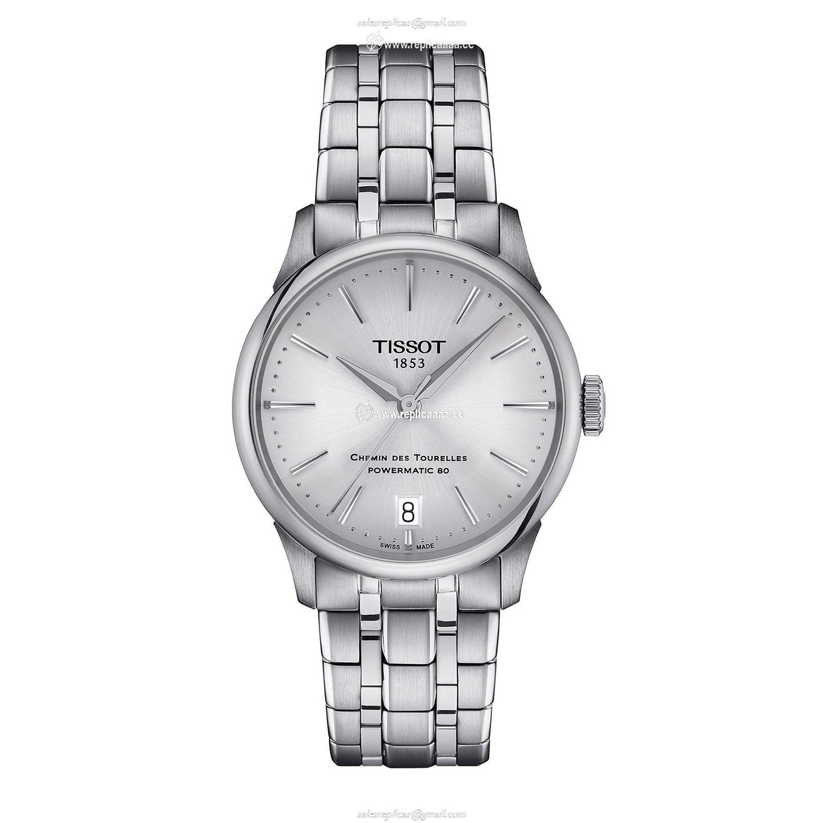 Tissot Chemin des Tourelles Powermatic 80 34mm Ladies details Silver T1392071103100 1 Tissot Chemin des Tourelles Powermatic 80 34mm Ladies details Silver T1392071103100
