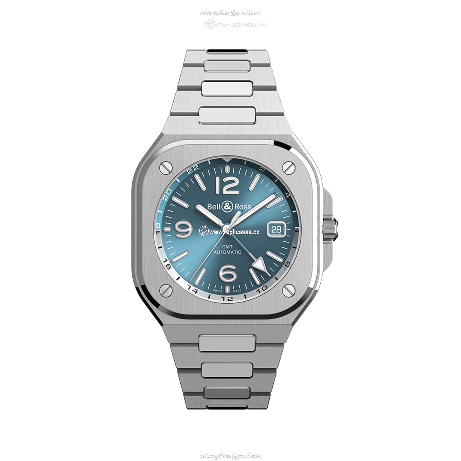 Bell & Ross BR 05 GMT Sky Blue 41mm BR05G-PB-ST/SST 1 Bell & Ross BR 05 GMT Sky Blue 41mm BR05G-PB-ST/SST
