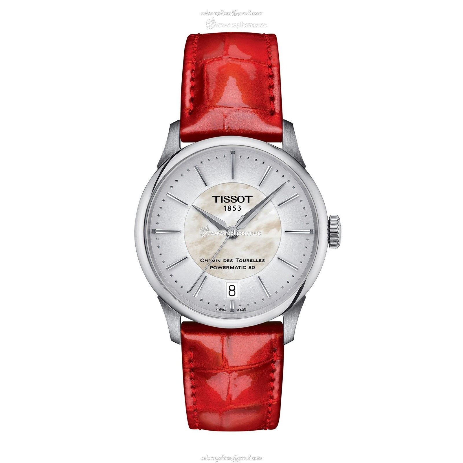 Tissot Chemin des Tourelles Powermatic 80 34mm Ladies details Mother Of Pearl T1392071611100