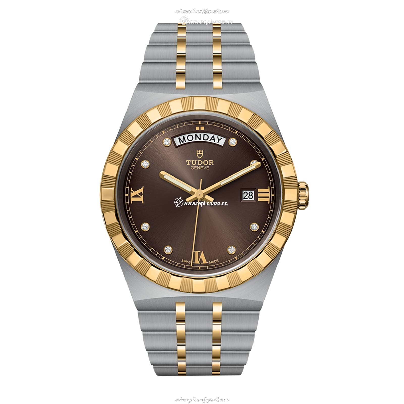 Tudor Royal S G 41mm Steel Case Diamond-Set Chocolate Dial M28603-0008