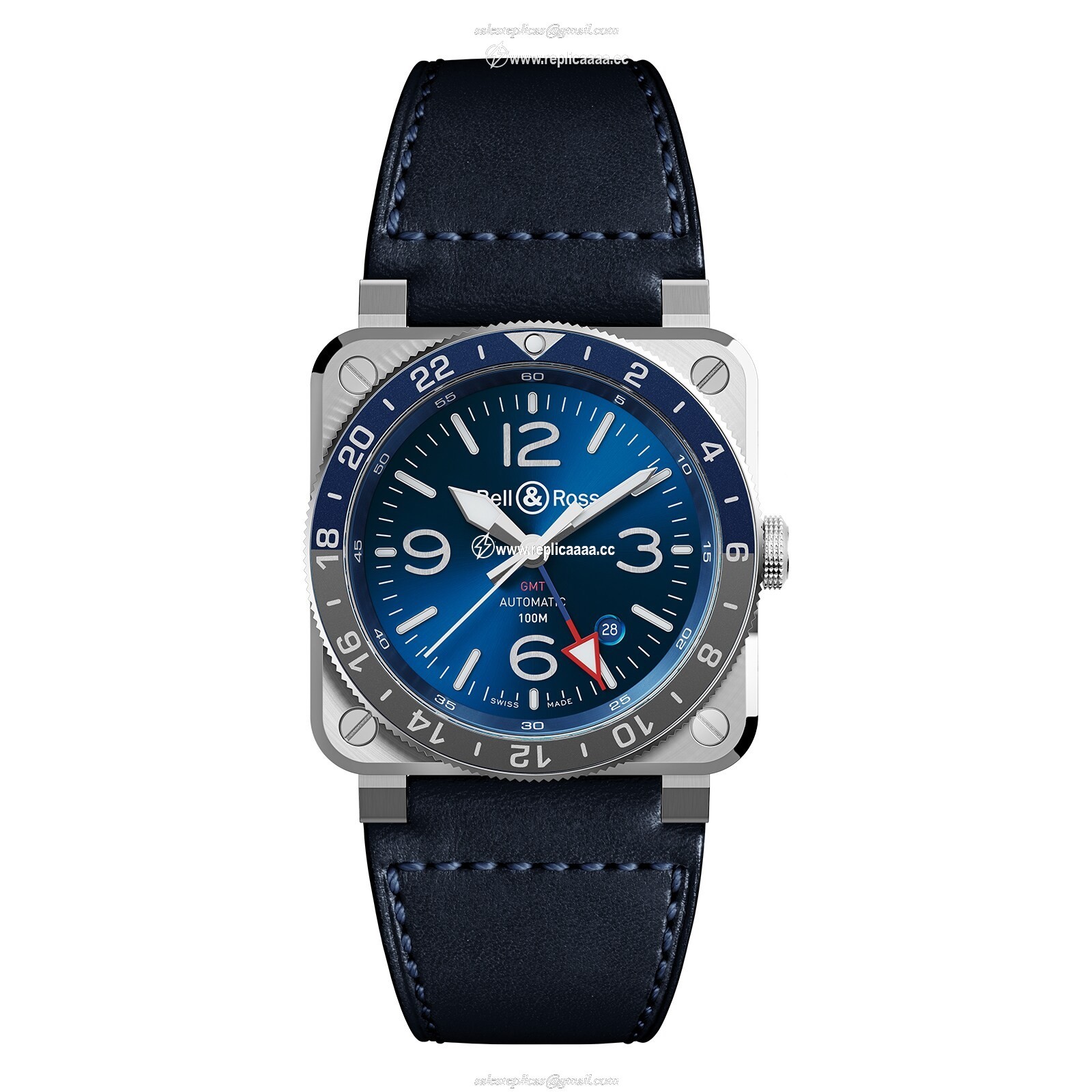 Bell & Ross BR 03-93 GMT BLUE 42MM BR0393-BLU-ST/SCA 1 Bell & Ross BR 03-93 GMT BLUE 42MM BR0393-BLU-ST/SCA
