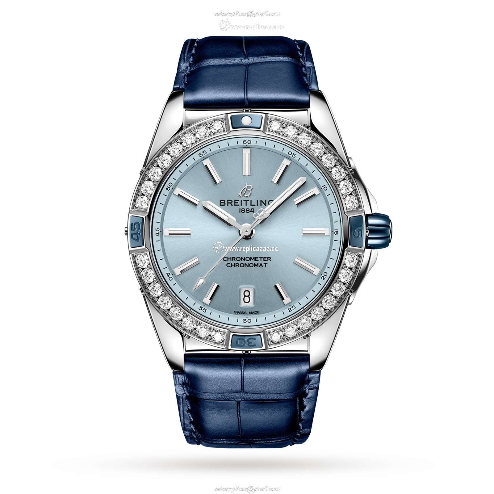 Breitling Super Chronomat Automatic 38 Blue Leather Strap details A17356531C1P1