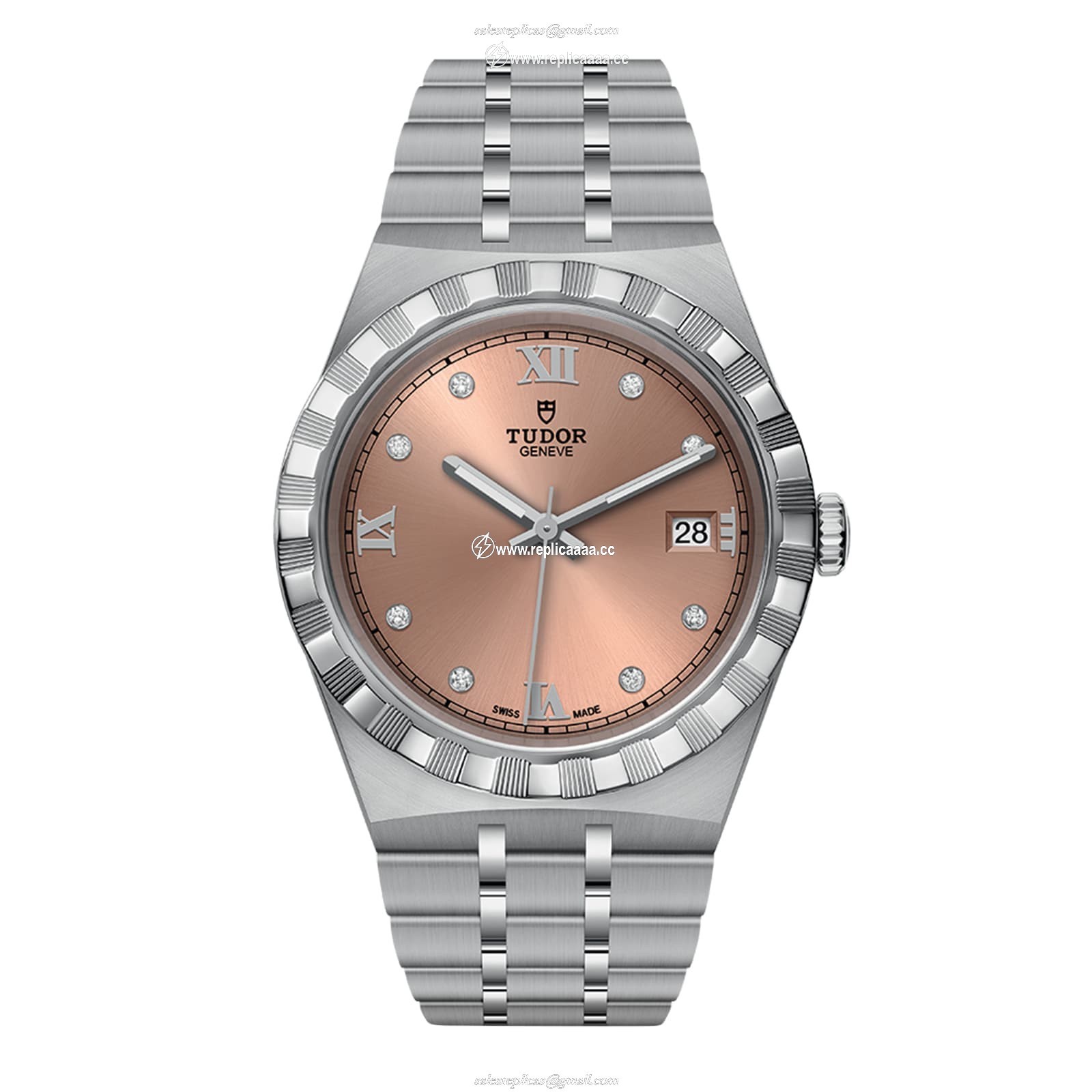 Tudor Royal 38mm Steel Case Diamond-Set Salmon Dial M28500-0009 1 Tudor Royal 38mm Steel Case Diamond-Set Salmon Dial M28500-0009