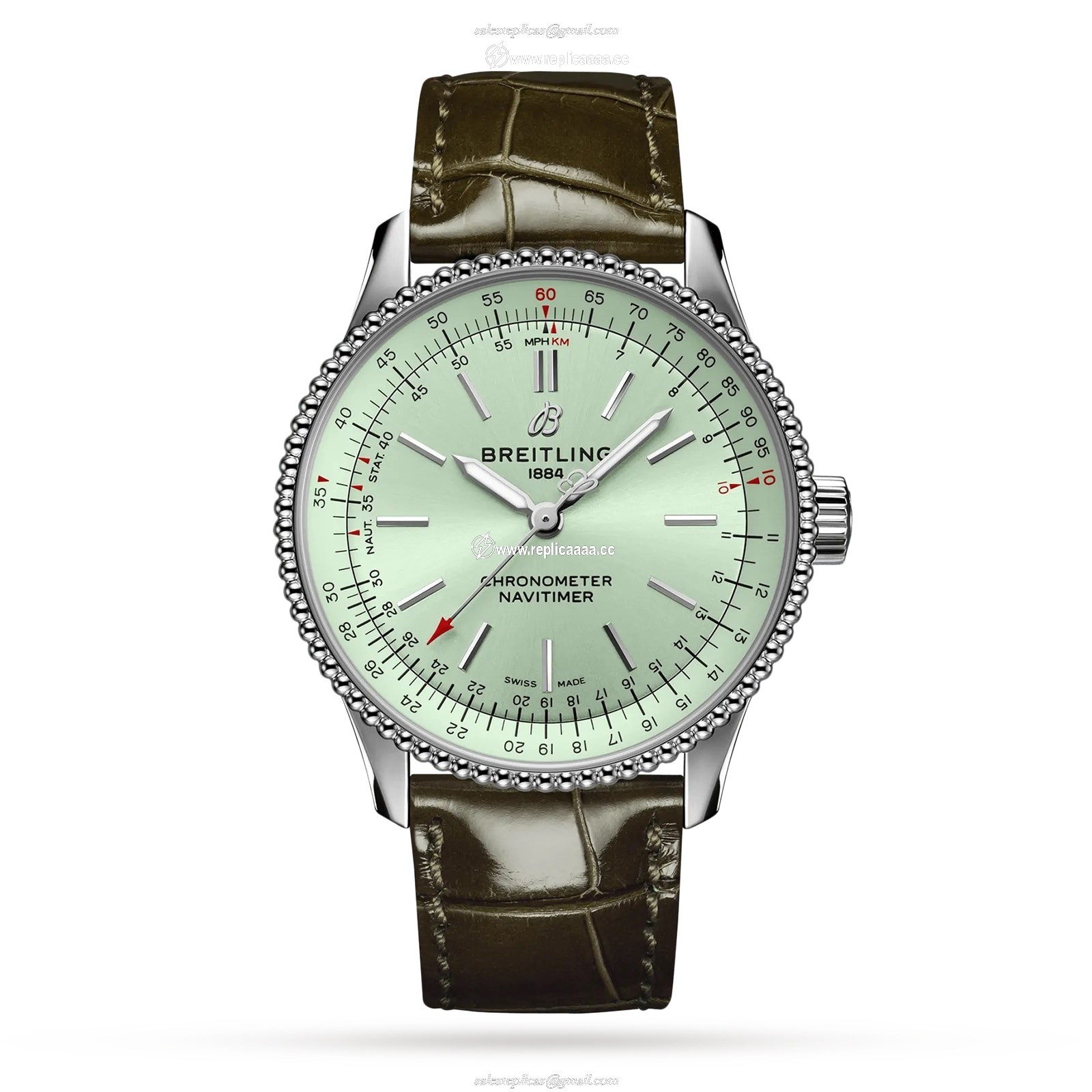 Breitling Navitimer Automatic 35 Stainless Steel Leather Strap - Mint details A17395361L1P2 1 Breitling Navitimer Automatic 35 Stainless Steel Leather Strap - Mint details A17395361L1P2