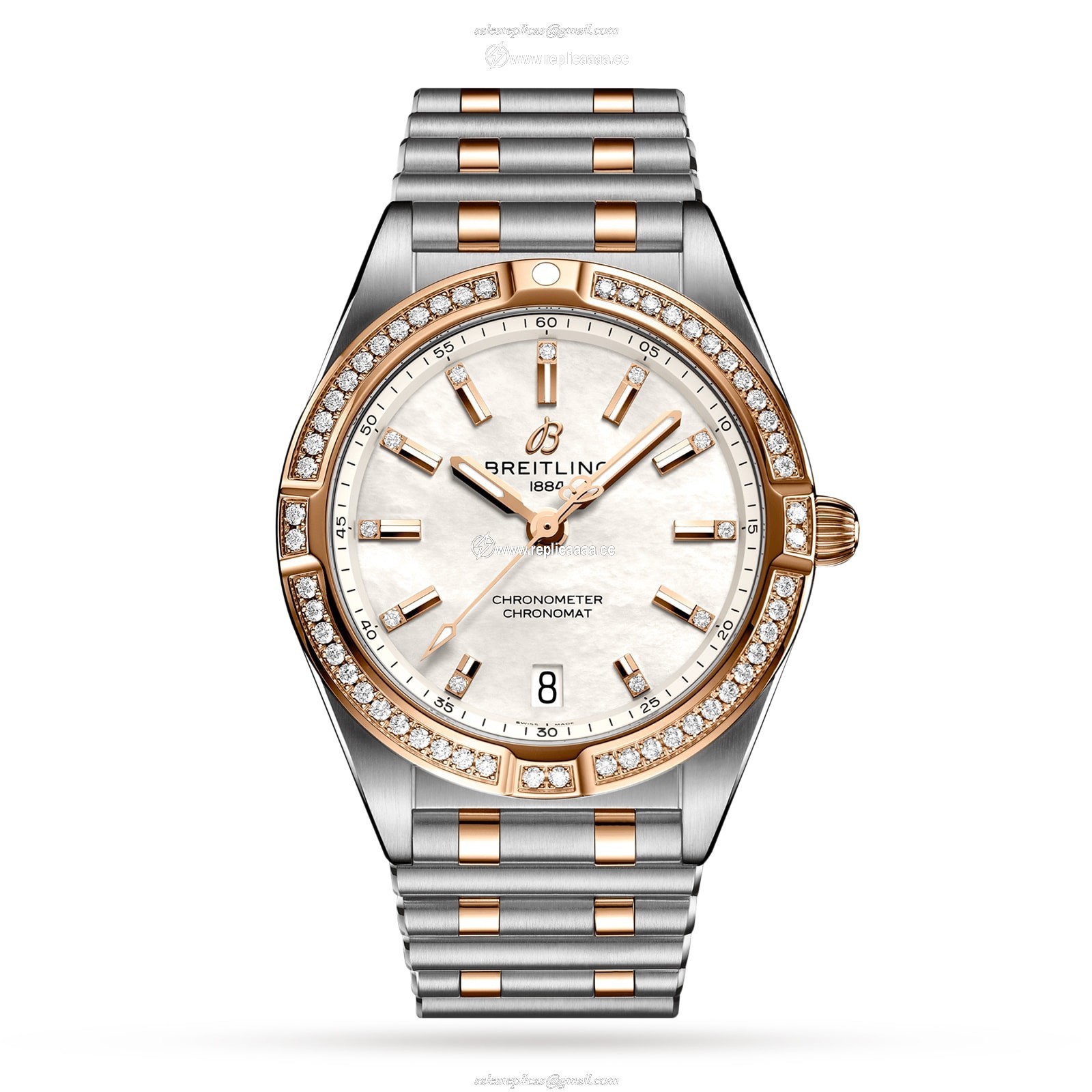 Breitling Chronomat 32 Stainless Steel 18k Red Gold (Gem-set) - Mother of Pearl details U77310591A2U1 1 Breitling Chronomat 32 Stainless Steel 18k Red Gold (Gem-set) - Mother of Pearl details U77310591A2U1