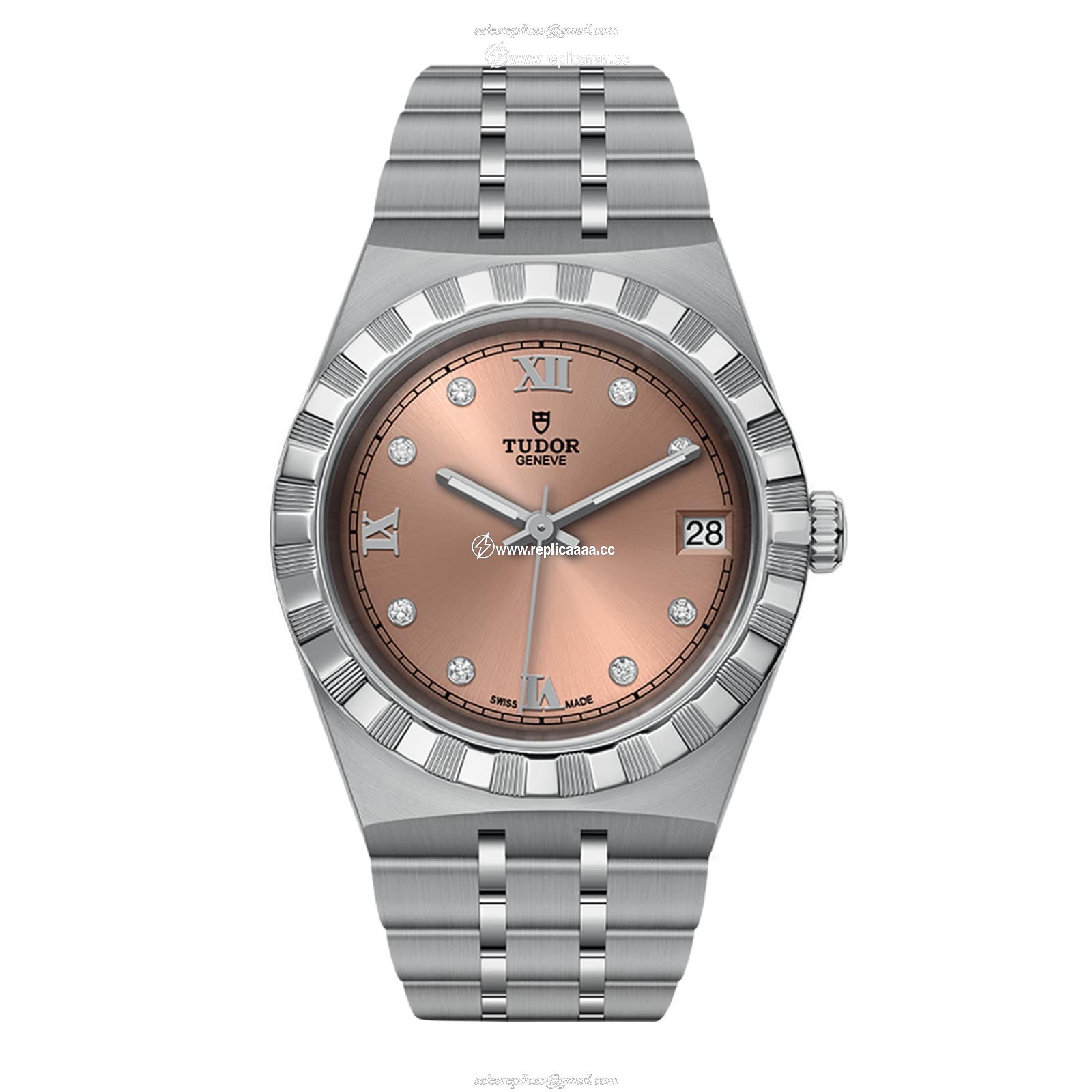 Tudor Royal 34mm Steel Case Diamond-Set Salmon Dial M28400-0011 1 Tudor Royal 34mm Steel Case Diamond-Set Salmon Dial M28400-0011