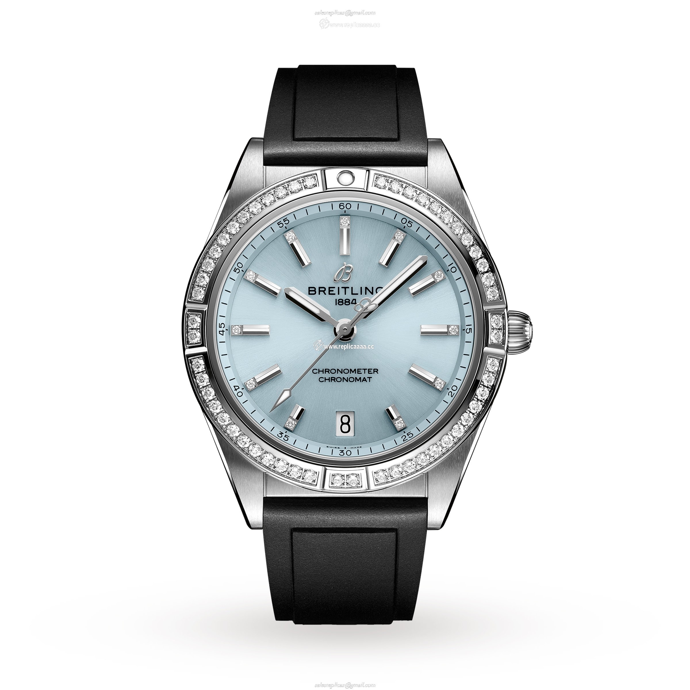 Breitling Chronomat Automatic 36 Stainless Steel  18k grey gold Rubber Strap - Ice Blue details G10380591C1S1