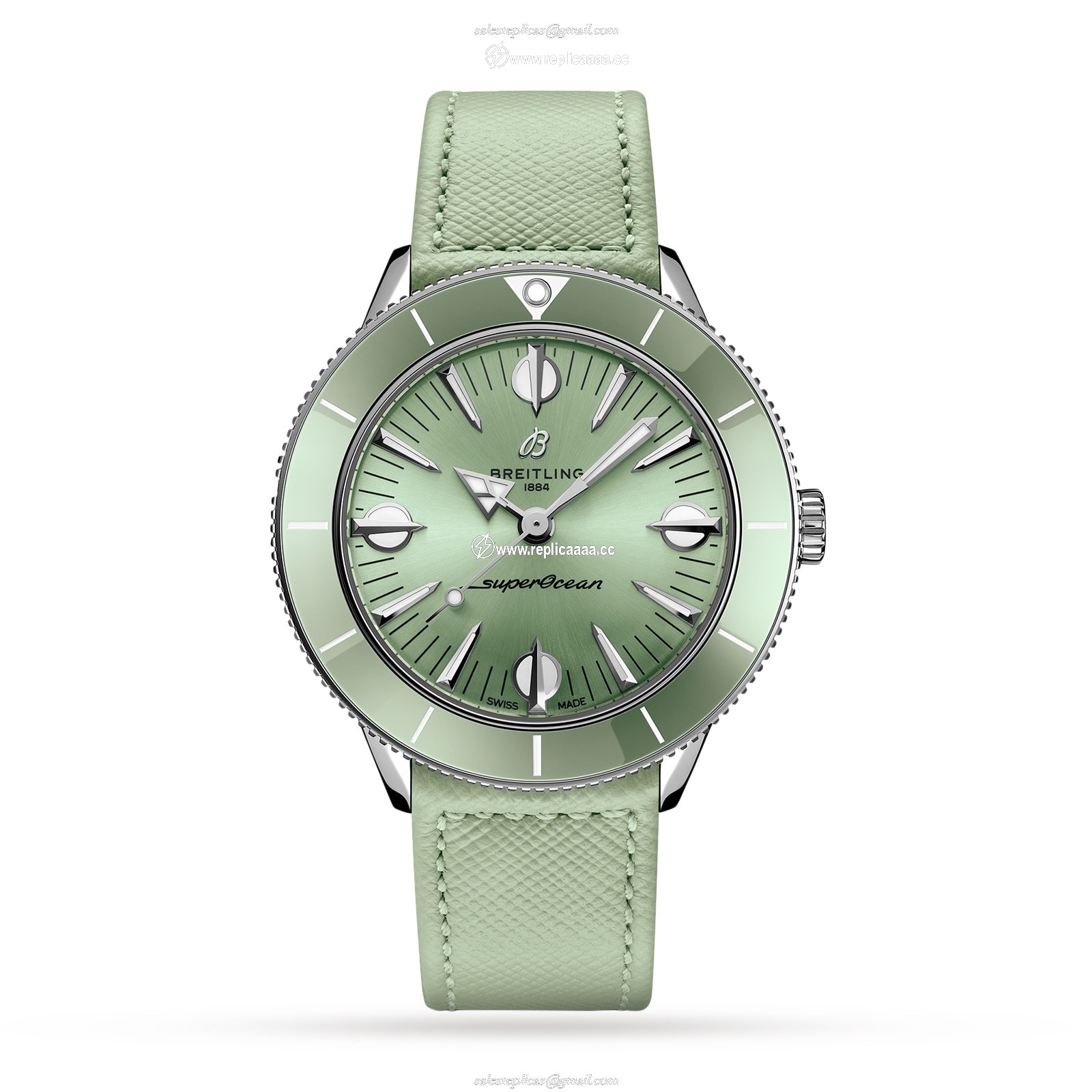 Breitling Superocean Heritage '57 Pastel Paradise Green 38mm Ladies details A10340361L1X1 1 Breitling Superocean Heritage '57 Pastel Paradise Green 38mm Ladies details A10340361L1X1