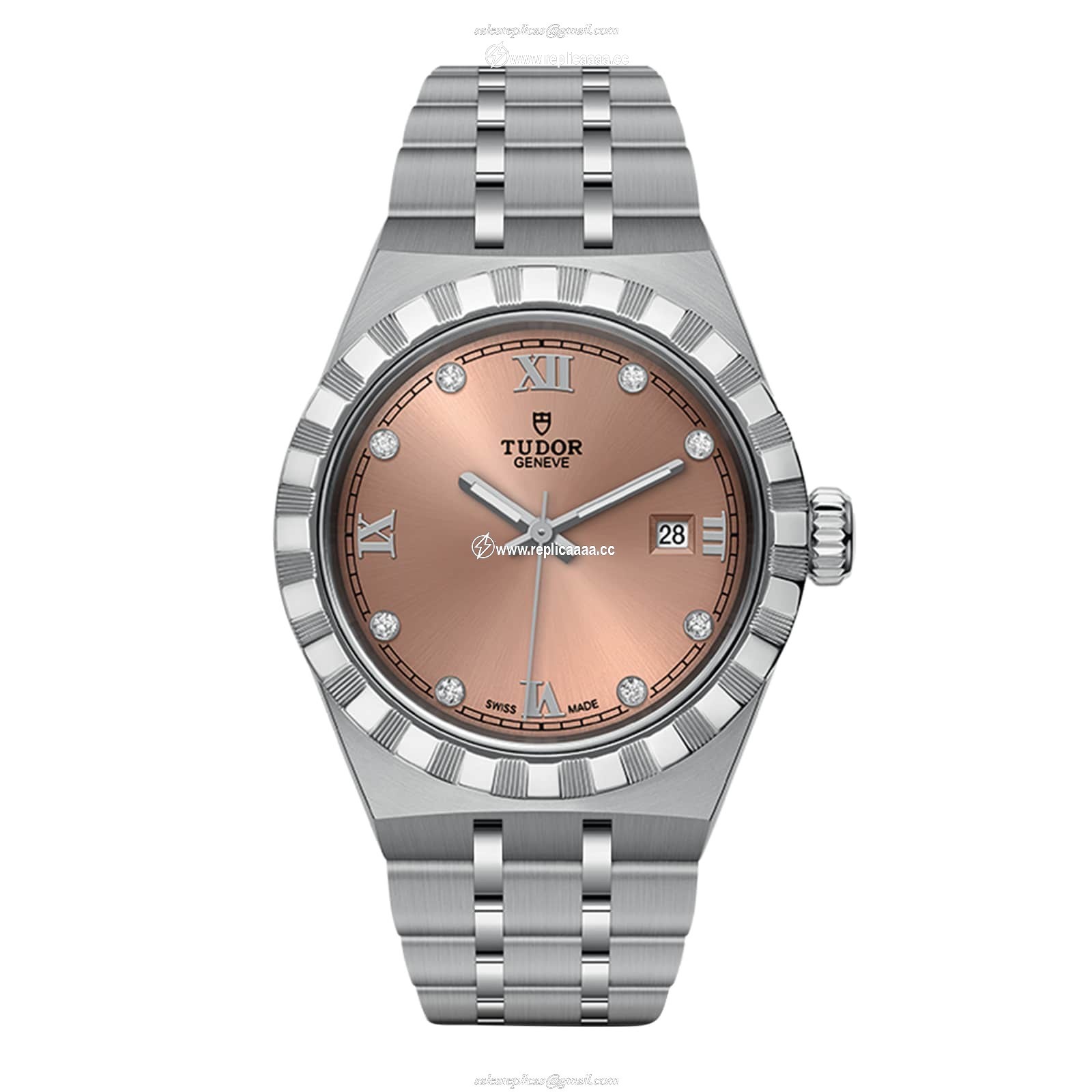 Tudor Royal 28mm Steel Case Diamond-Set Salmon Dial M28300-0010 1 Tudor Royal 28mm Steel Case Diamond-Set Salmon Dial M28300-0010