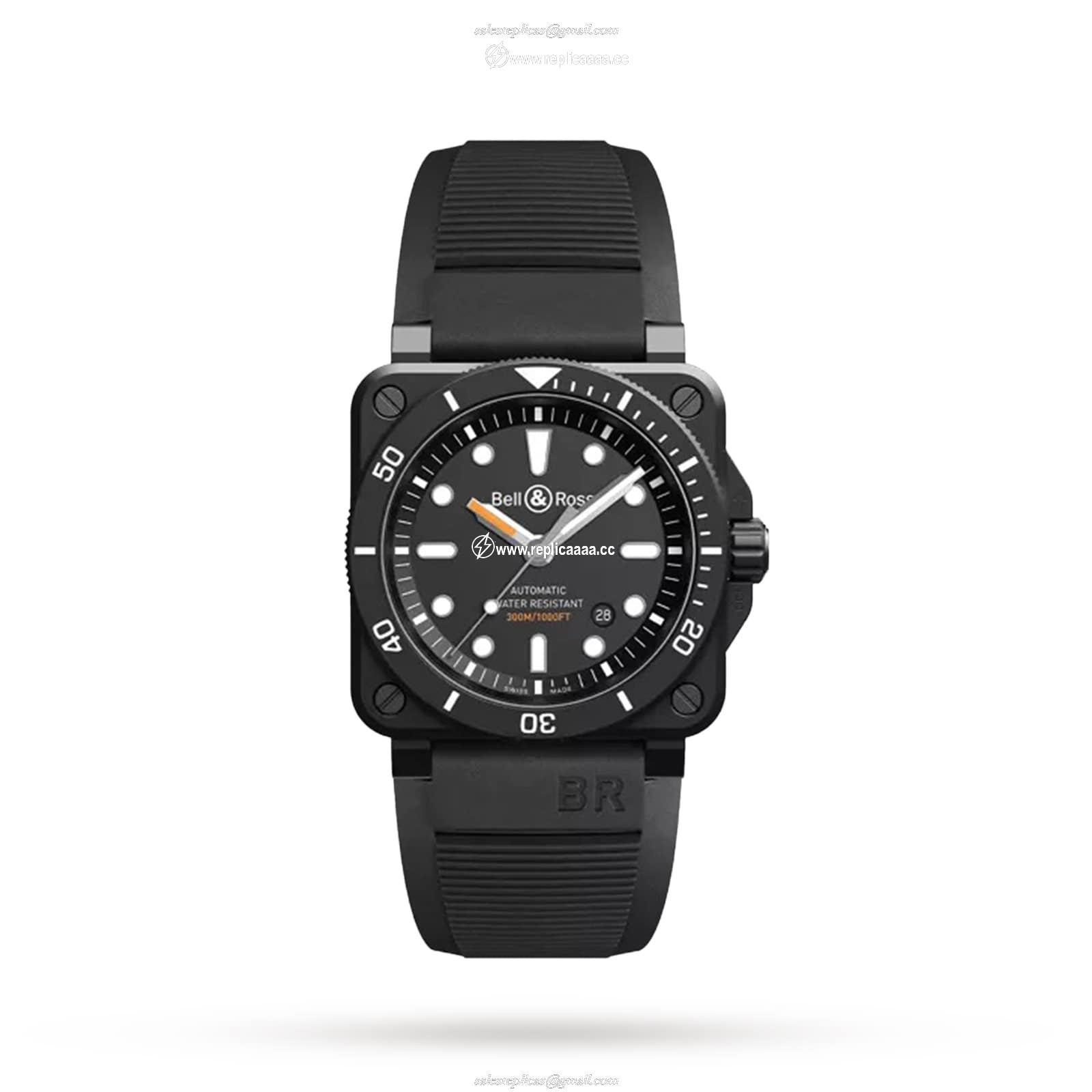 Bell & Ross BR 03-92 Diver Black Matte 42mm Mens details BR0392-D-BL-CE/SRB