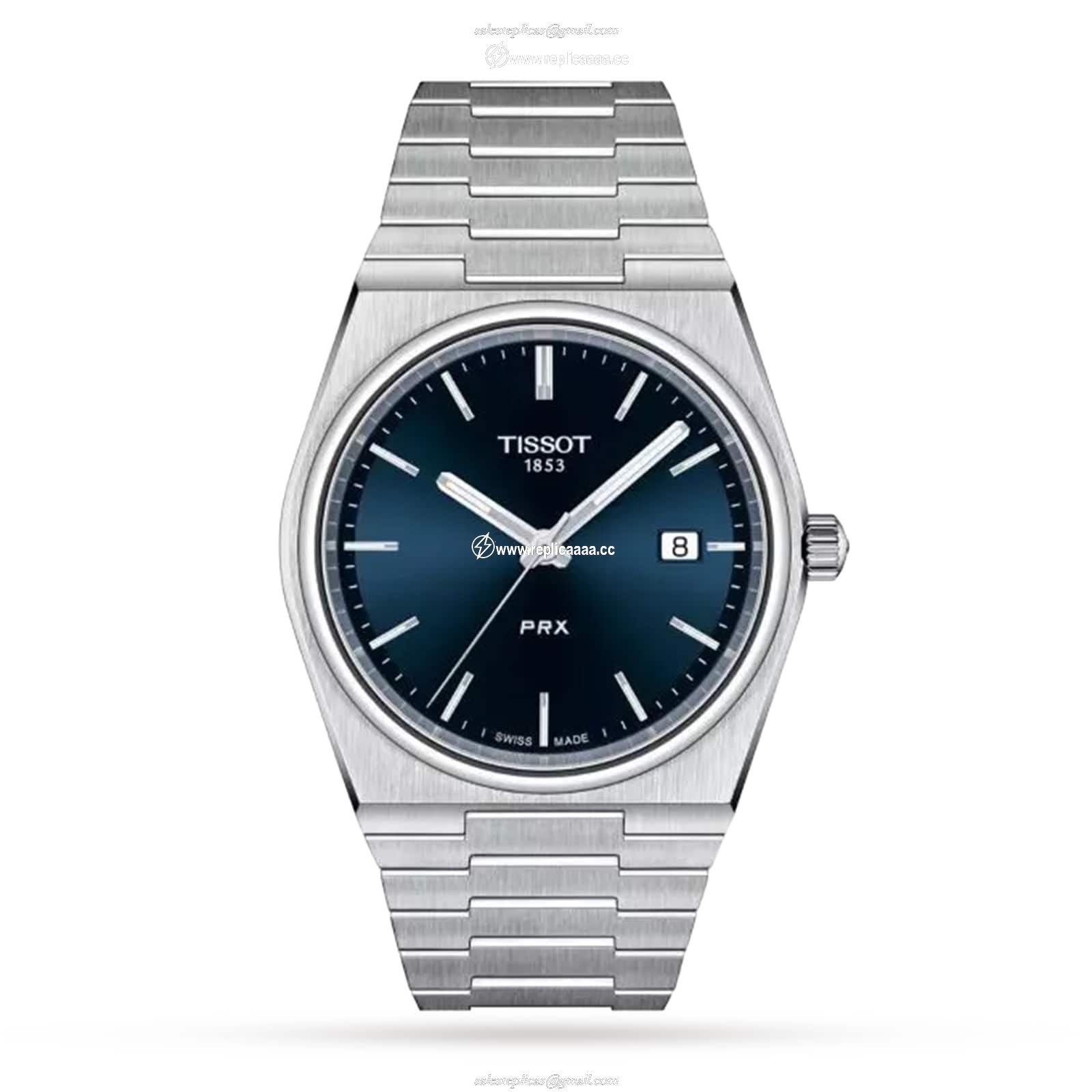 Tissot T-Classic PRX 35mm Unisex details Blue T1372101104100