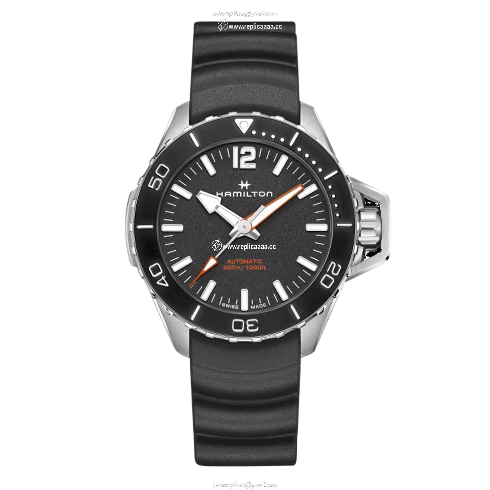 Hamilton Khakhi Navy Frogman 46mm Auto Mens details Black H77825330 1 Hamilton Khakhi Navy Frogman 46mm Auto Mens details Black H77825330