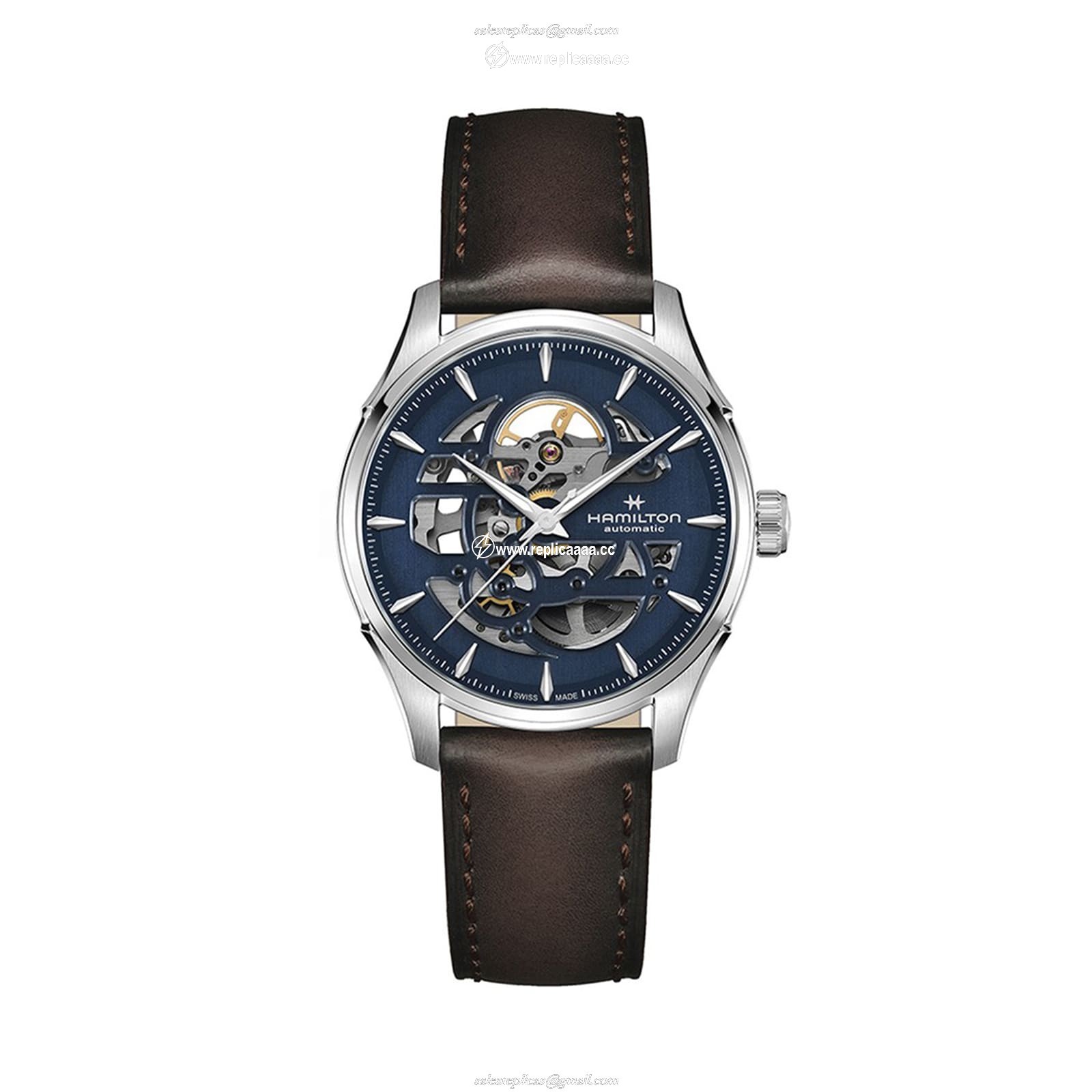 Hamilton Jazzmaster Skeleton Automatic 40mm Mens details Navy Stainless Steel H42535541