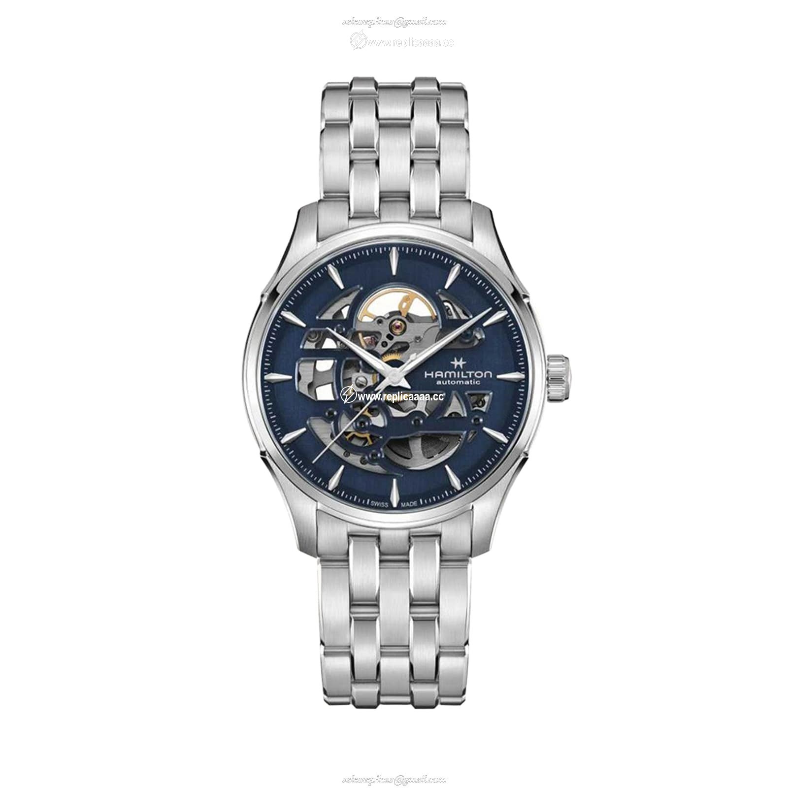 Hamilton Jazzmaster Skeleton Automatic 40mm Mens details Navy H42535141