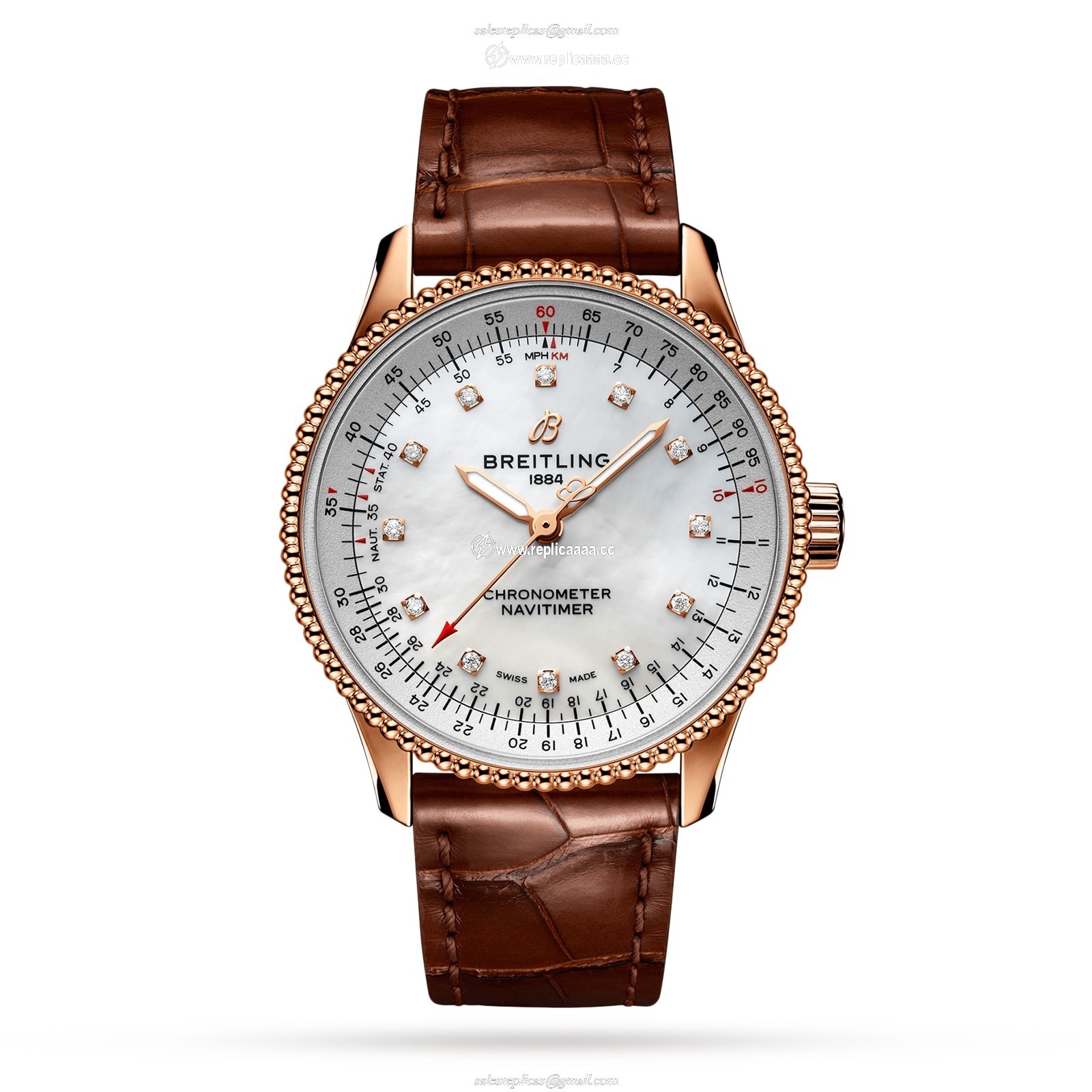 Breitling Navitimer Automatic 35 18k Red Gold - Mother of Pearl details R17395211A1P1