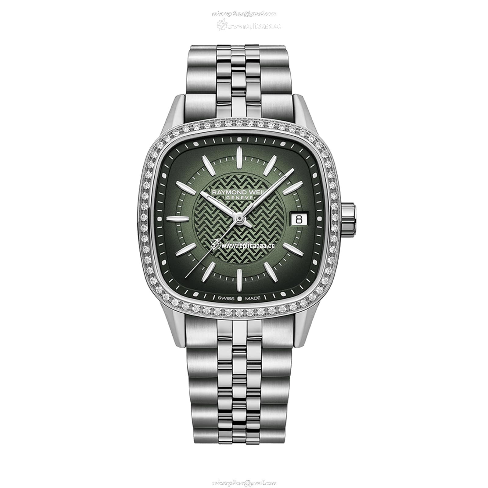 Raymond Weil Freelancer Automatic 34.5mm x 34.5mm Ladies details Lab Grown Diamonds Green 2490-STS-52051