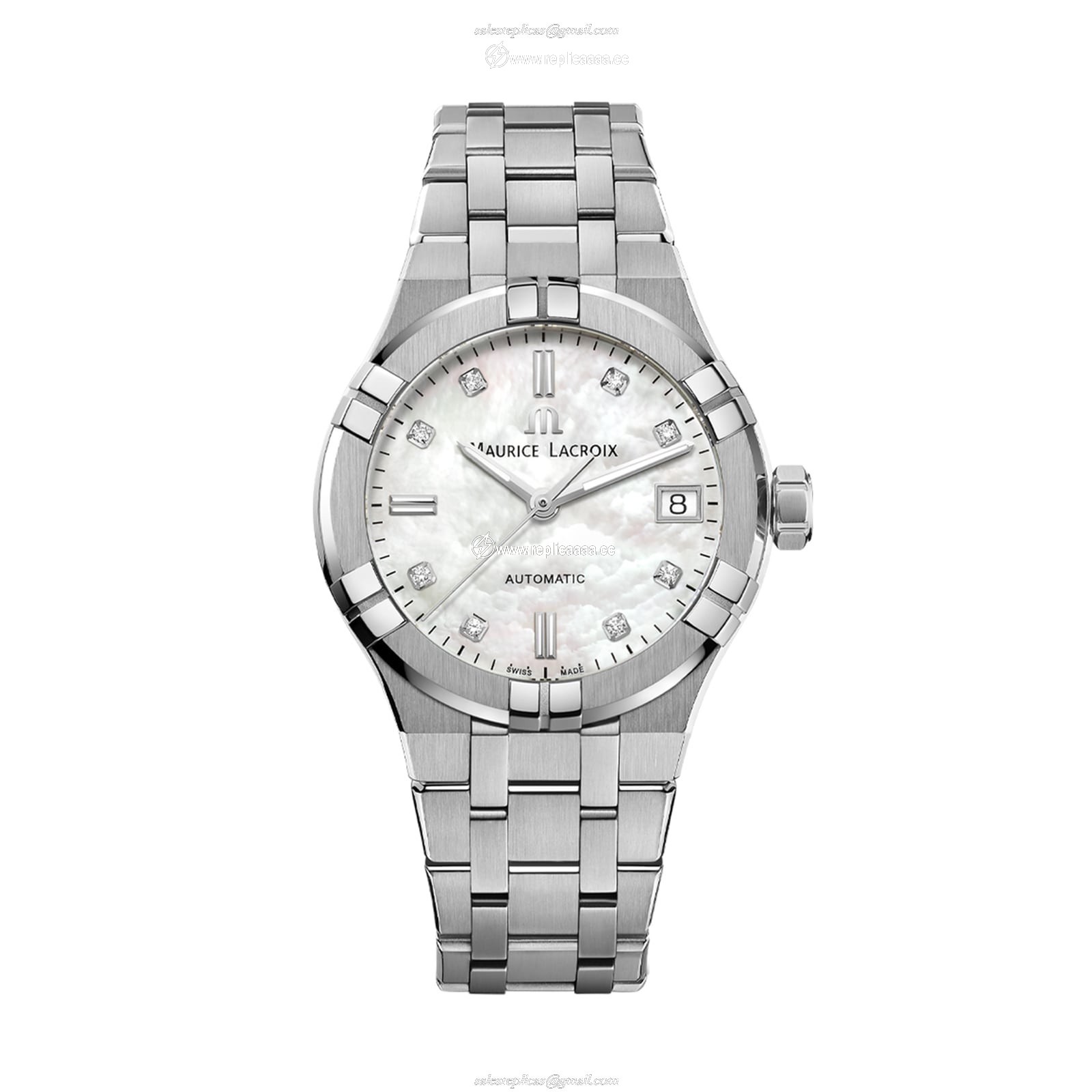 Maurice Lacroix Aikon Automatic Date 35mm Ladies details Mother Of Pearl AI6006-SS002-170-1 1 Maurice Lacroix Aikon Automatic Date 35mm Ladies details Mother Of Pearl AI6006-SS002-170-1