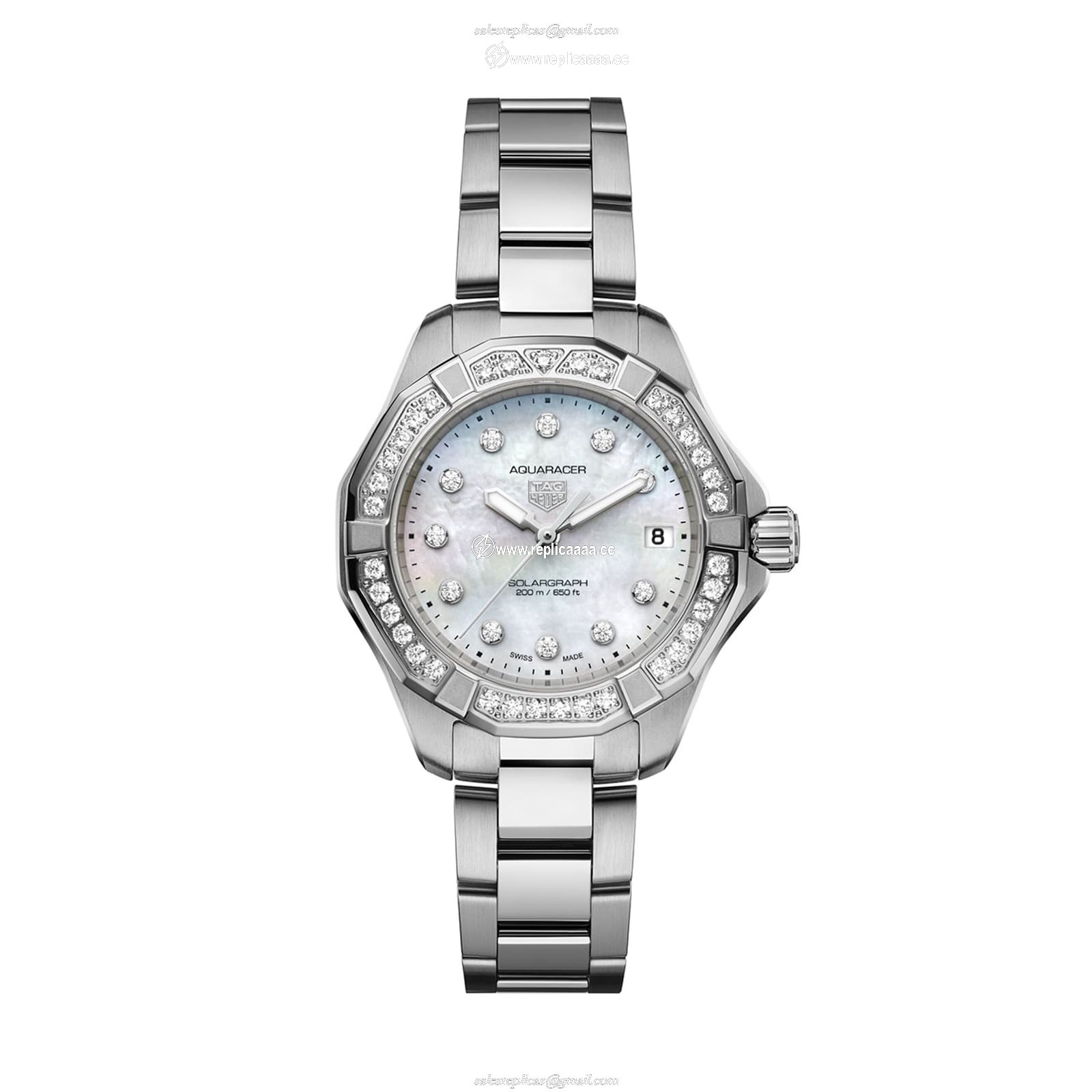 TAG Heuer Aquaracer Professional 200 Solargraph 34mm Ladies details Mother Of Pearl Diamonds WBP1314.BA0005 1 TAG Heuer Aquaracer Professional 200 Solargraph 34mm Ladies details Mother Of Pearl Diamonds WBP1314.BA0005