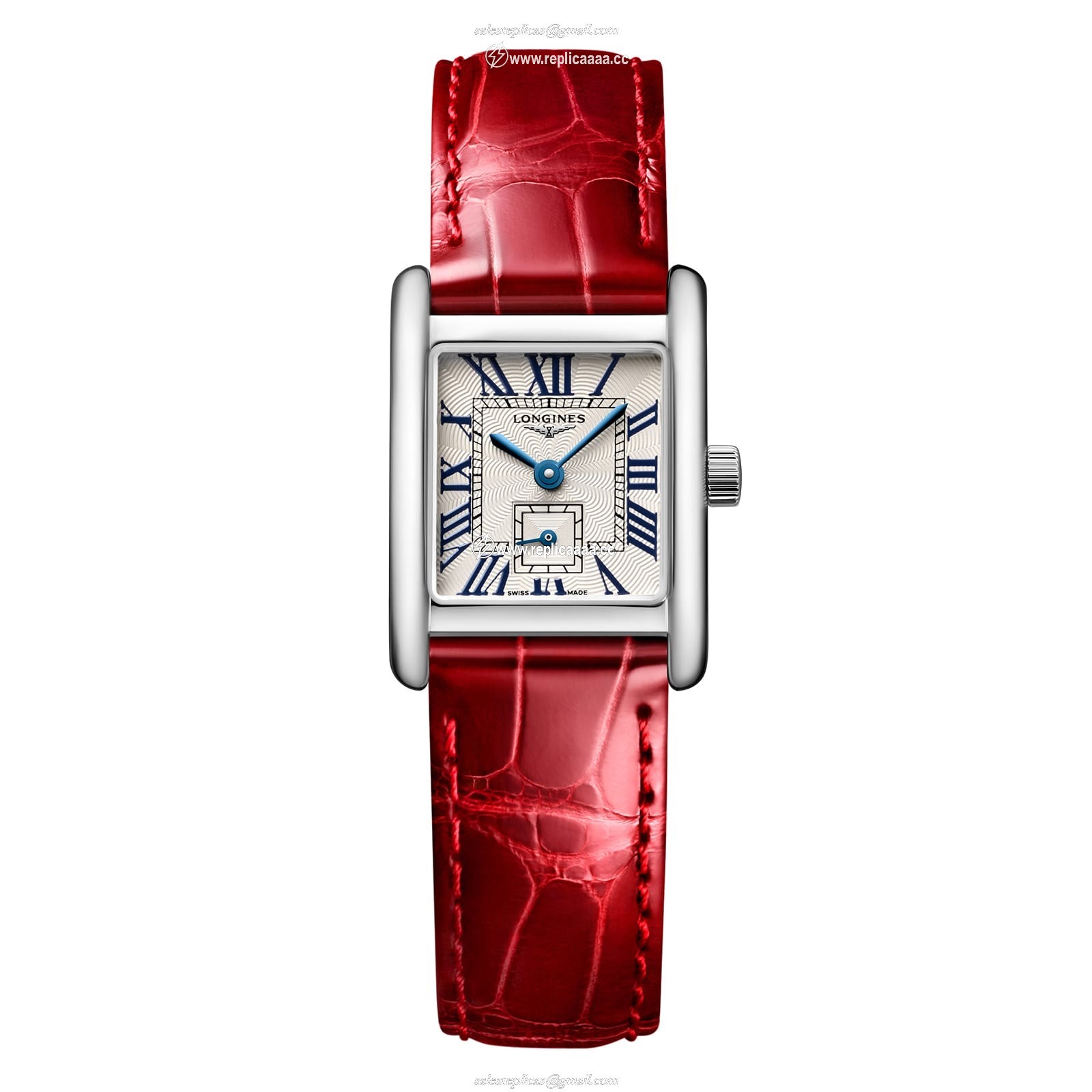 Longines Mini Dolce Vita 21.5mm X 29mm Ladies details Silver Red Alligator L52004715 1 Longines Mini Dolce Vita 21.5mm X 29mm Ladies details Silver Red Alligator L52004715