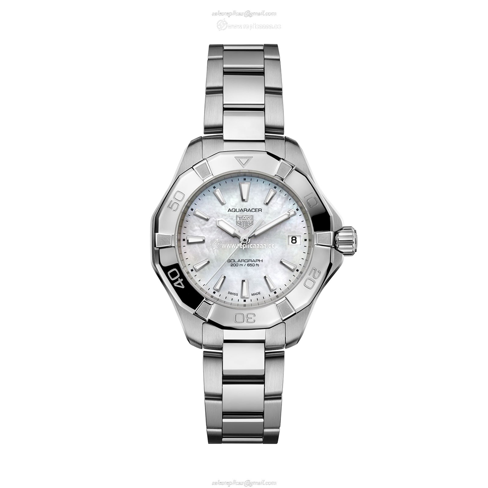 TAG Heuer Aquaracer Professional 200 Solargraph 34mm Ladies details Mother Of Pearl WBP1312.BA0005 1 TAG Heuer Aquaracer Professional 200 Solargraph 34mm Ladies details Mother Of Pearl WBP1312.BA0005