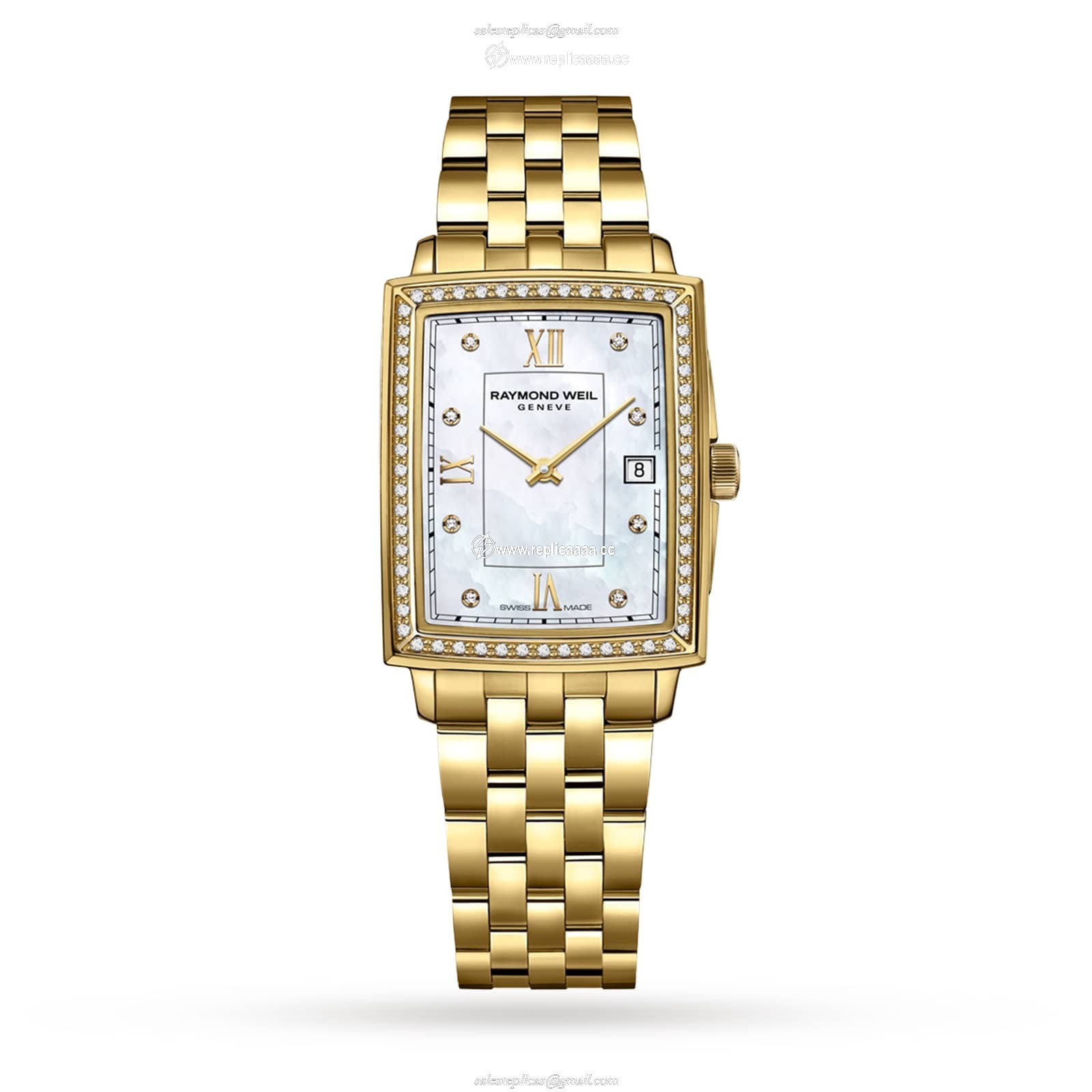 Raymond Weil Toccata Ladies Rectangular 68 Diamonds Gold details 22.6mm 5925-PS-00995