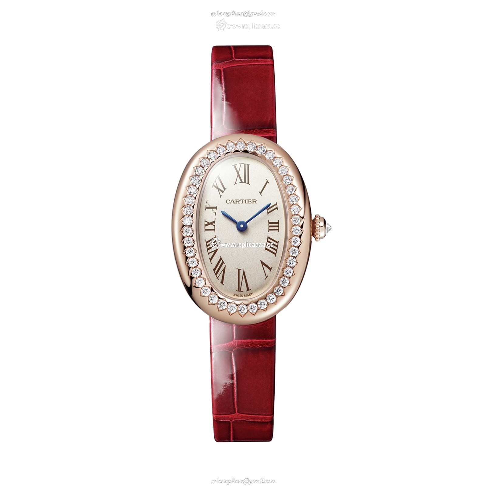 Cartier Baignoire de Cartier details Small model quartz movement rose gold diamonds leather WJBA0031 1 Cartier Baignoire de Cartier details Small model quartz movement rose gold diamonds leather WJBA0031