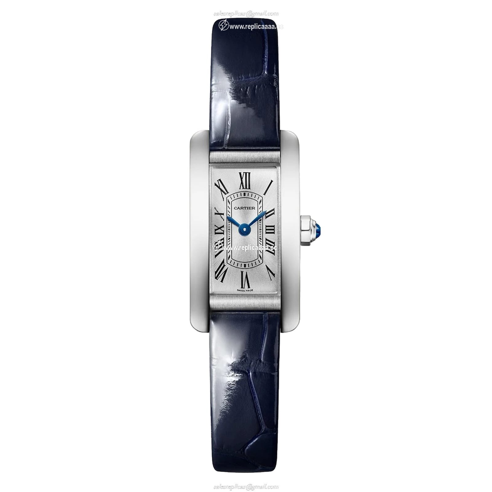 Cartier Tank Americaine details Mini Model Quartz Movement Steel Leather WSTA0081