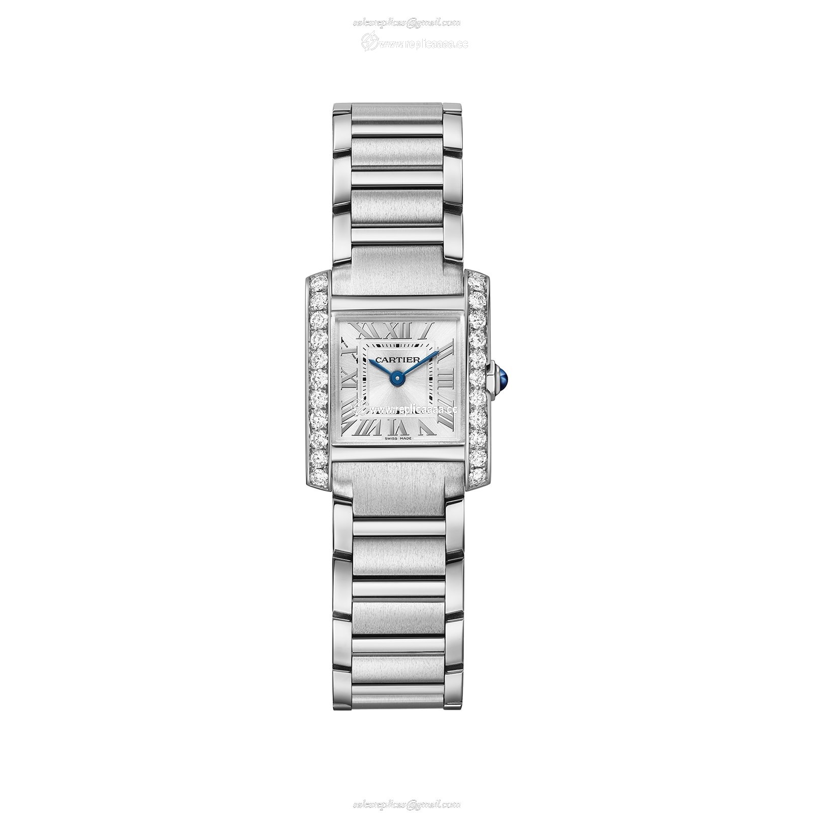 Cartier Tank Francaise details small model quartz movement. W4TA0020