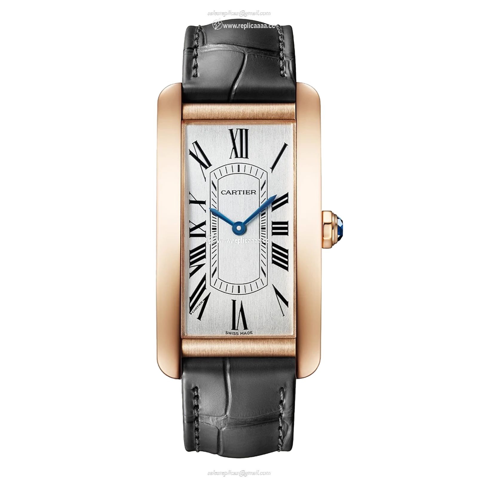 Cartier Tank Americaine details Large model Automatic Movement Rose Gold Leather WGTA0134