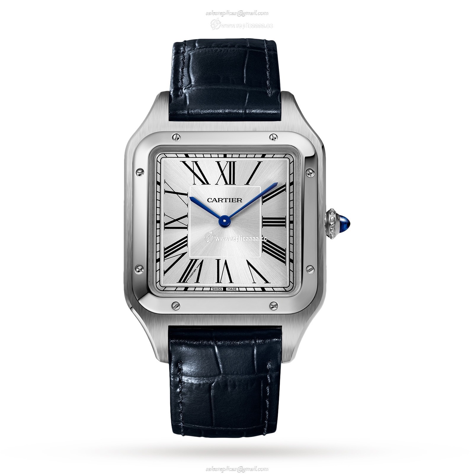 Cartier Santos-Dumont details Extra-Large Model Hand-Wound Mechanical Movement Steel Leather WSSA0032