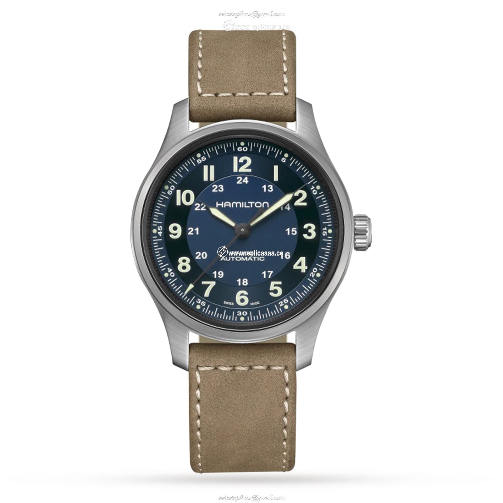 Hamilton Khaki Field Titanium Blue Dial Brown Strap 42mm H70545540 1 Hamilton Khaki Field Titanium Blue Dial Brown Strap 42mm H70545540