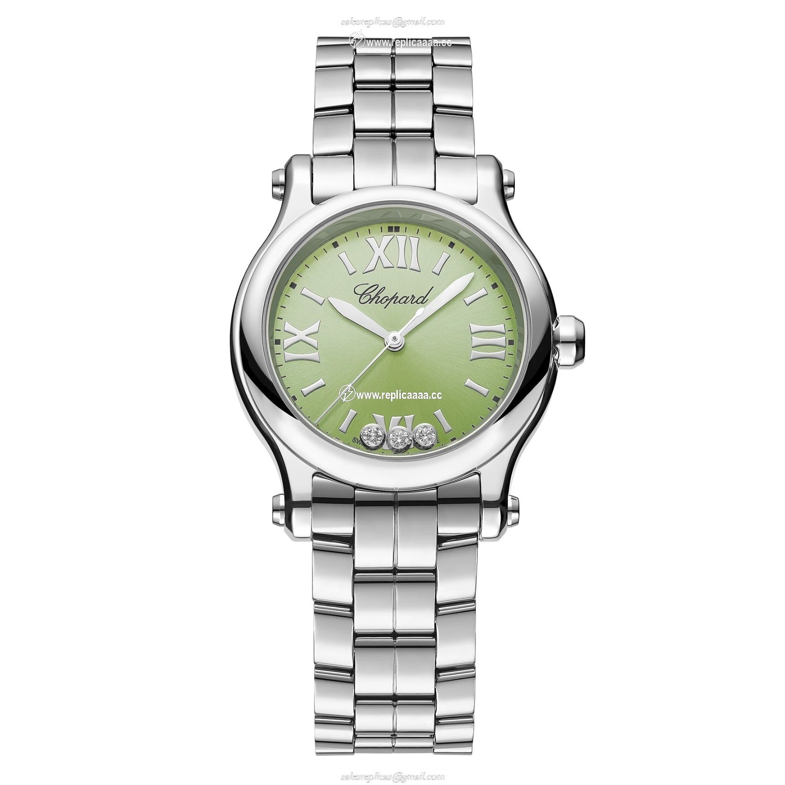 Chopard Happy Sport 30mm Quartz Lucent Steel Diamonds - Green 278590-3013