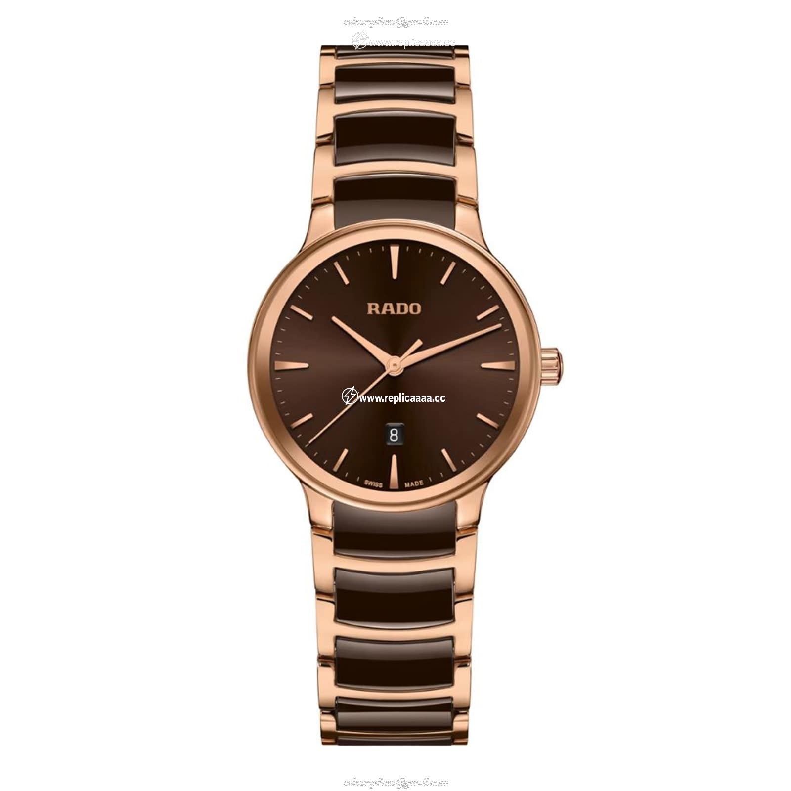 Rado Centrix 30mm Stainless Steel Ladies details Brown R30024302