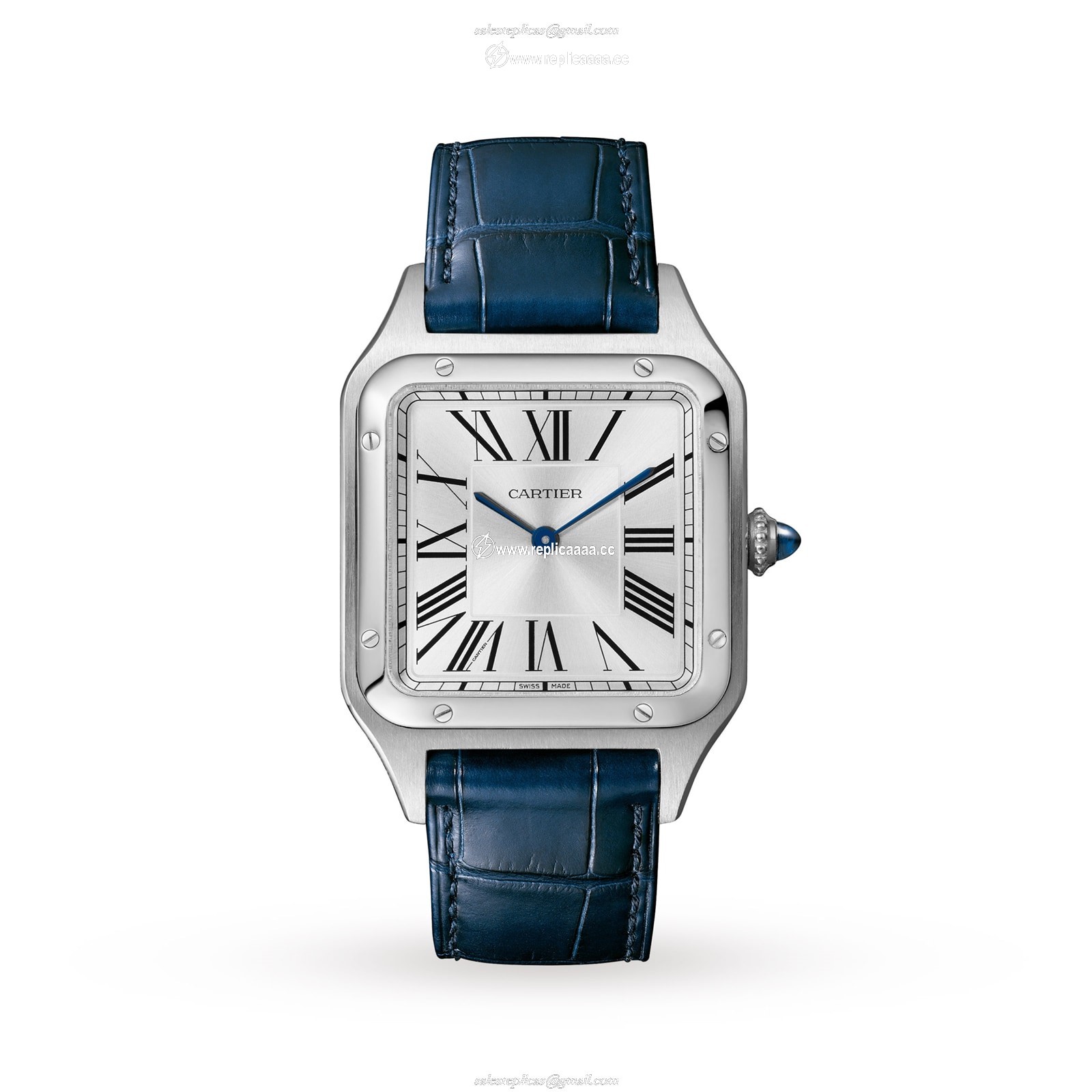 Cartier Santos-Dumont details Large Model Quartz Movement Steel Leather WSSA0022