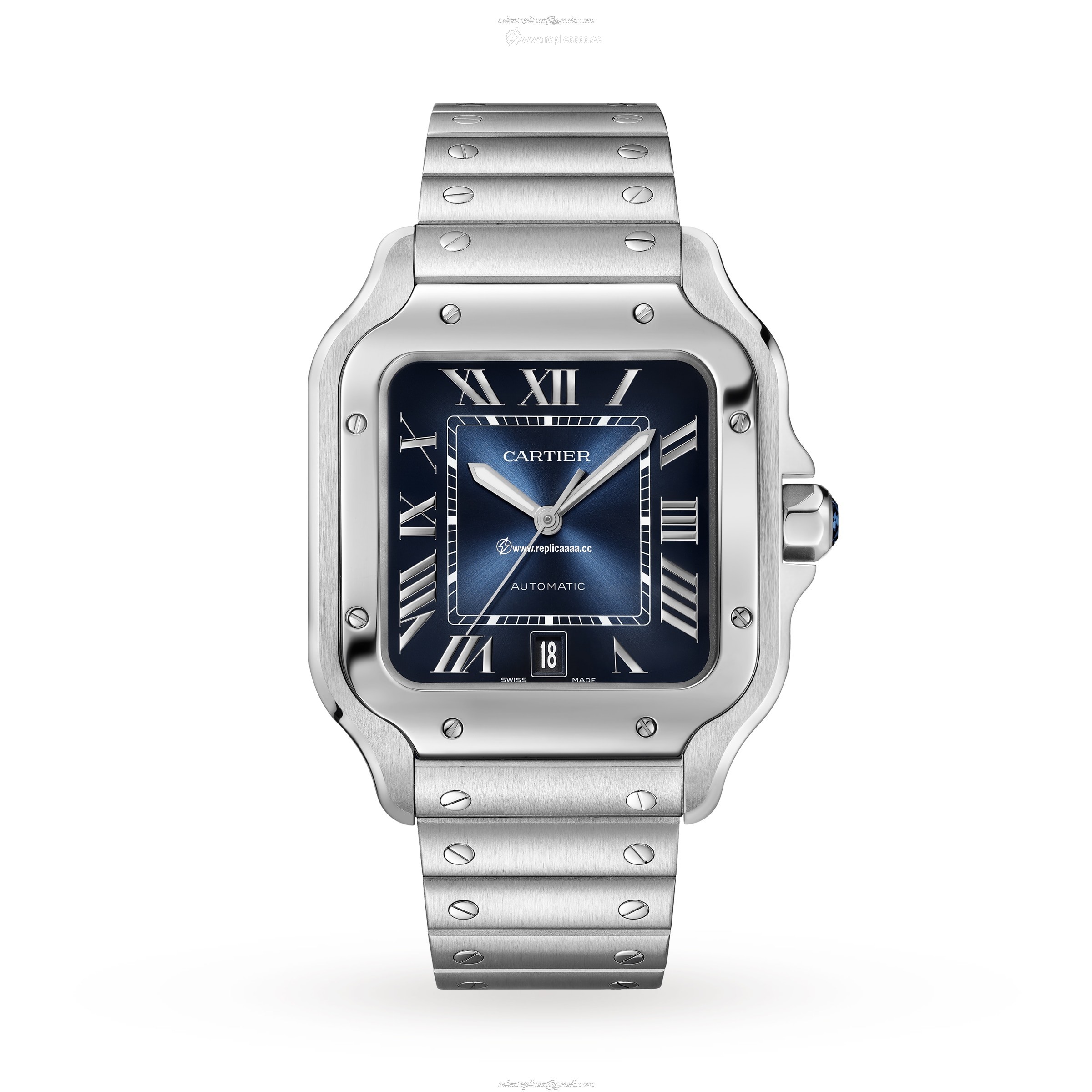 Cartier Santos De Cartier details Large Model Automatic Movement Steel Interchangeable Metal And Leather Bracelets WSSA0030 1 Cartier Santos De Cartier details Large Model Automatic Movement Steel Interchangeable Metal And Leather Bracelets WSSA0030