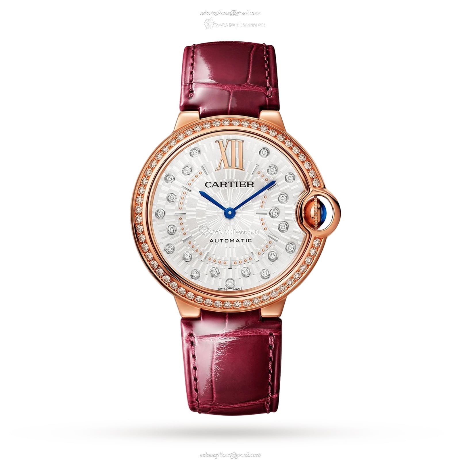 Cartier Ballon Bleu De Cartier details 36mm Automatic Mechanical Movement Rose Gold Diamonds Leather WJBB0081 1 Cartier Ballon Bleu De Cartier details 36mm Automatic Mechanical Movement Rose Gold Diamonds Leather WJBB0081