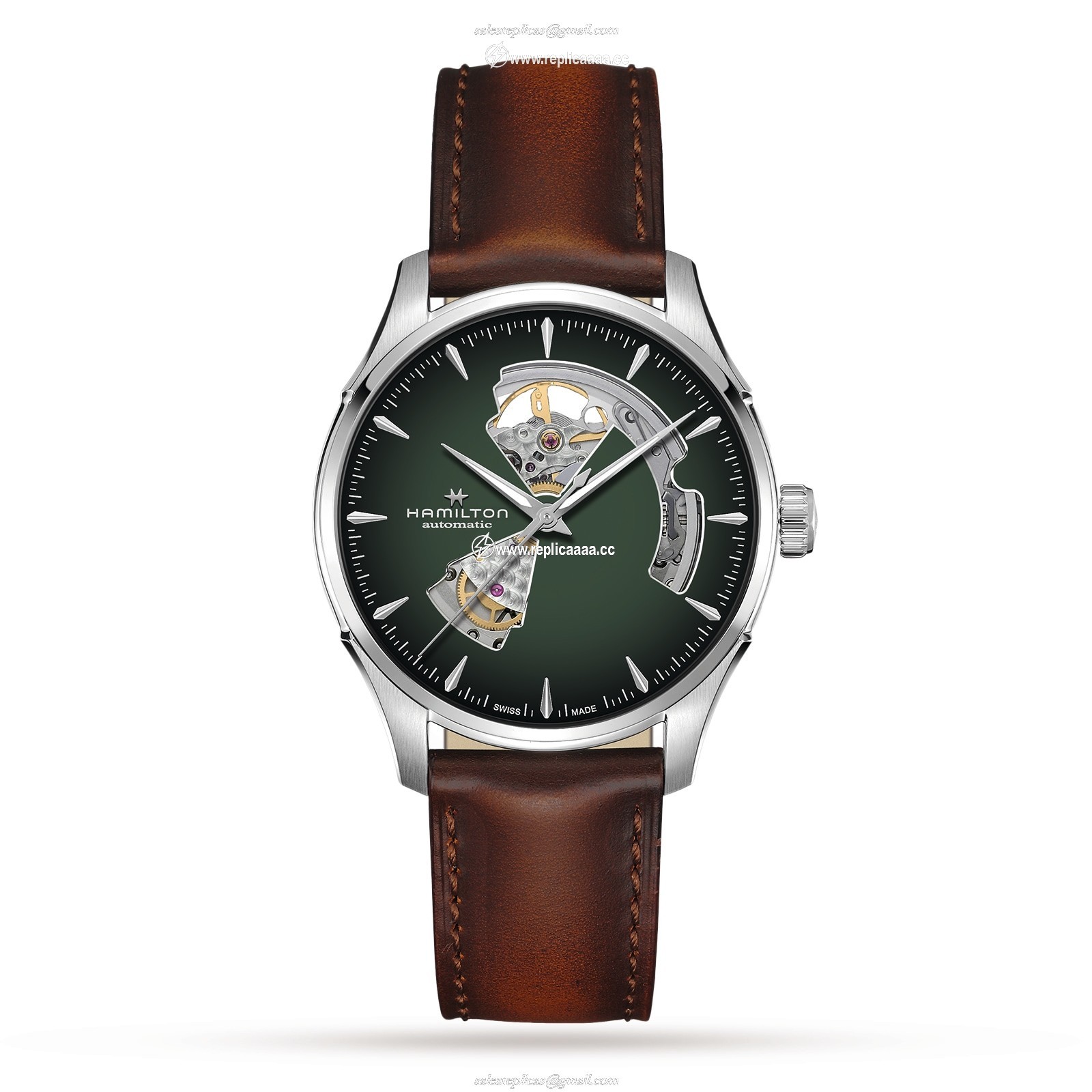Hamilton Jazzmaster Open Heart 40mm Mens details Green H32675560