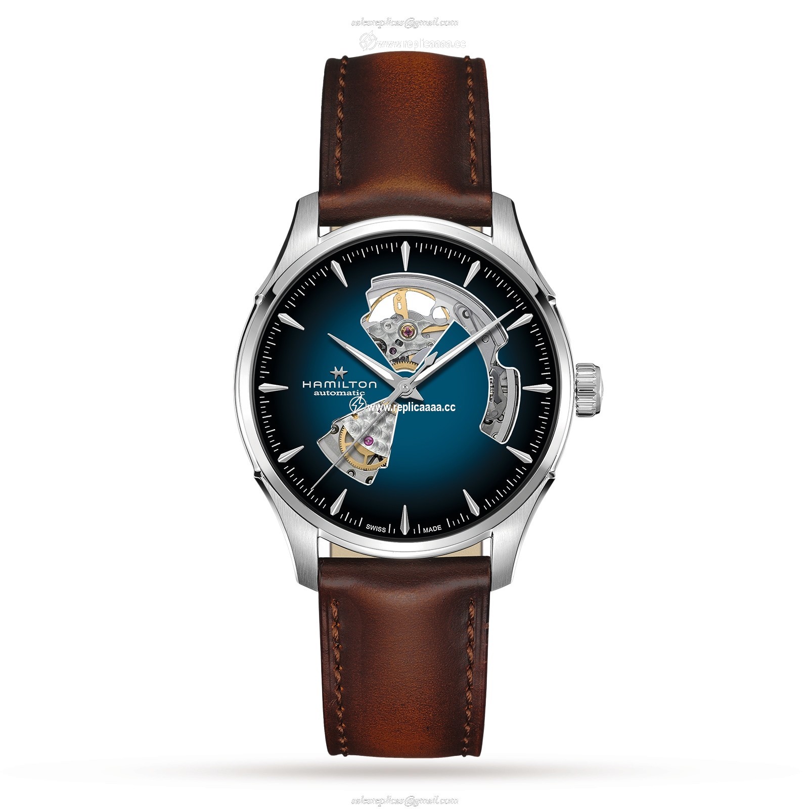 Hamilton Jazzmaster Open Heart 40mm Mens details Blue H32675540
