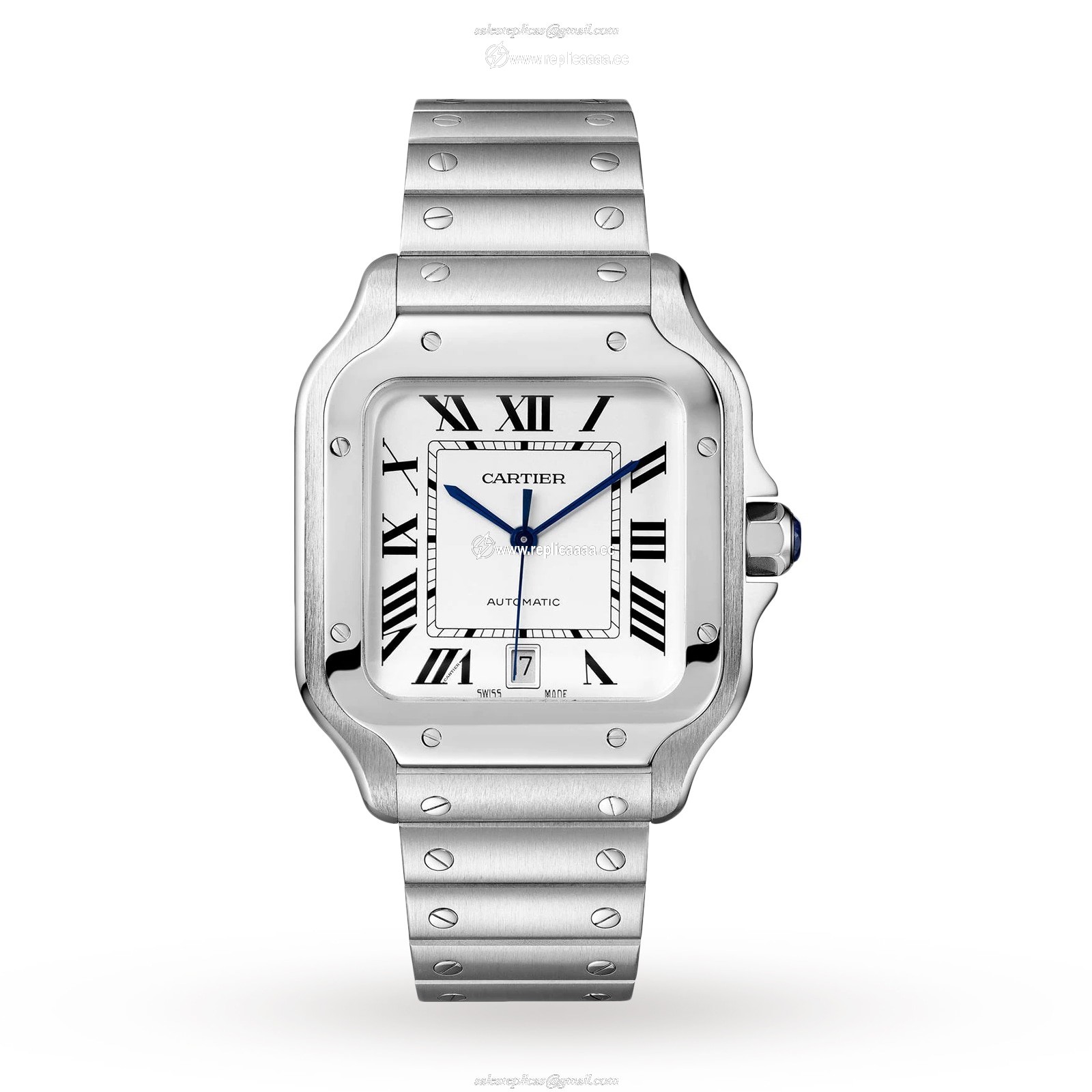 Cartier Santos De Cartier details Large Model Automatic Movement Steel Interchangeable Metal And Leather Bracelets WSSA0018