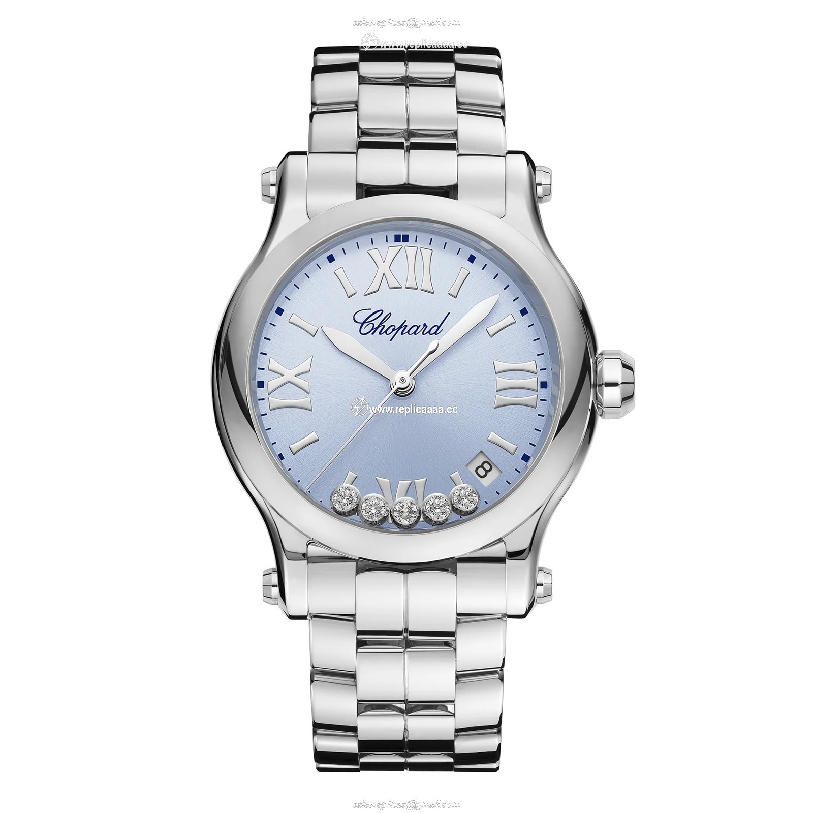 Chopard Happy Sport 36mm Quartz Lucent Steel Diamonds - Blue 278582-3008 1 Chopard Happy Sport 36mm Quartz Lucent Steel Diamonds - Blue 278582-3008
