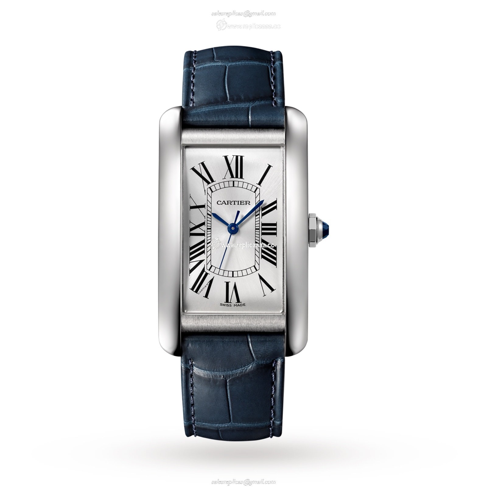Cartier Tank Americaine details Large Model Automatic Movement Steel Leather WSTA0045