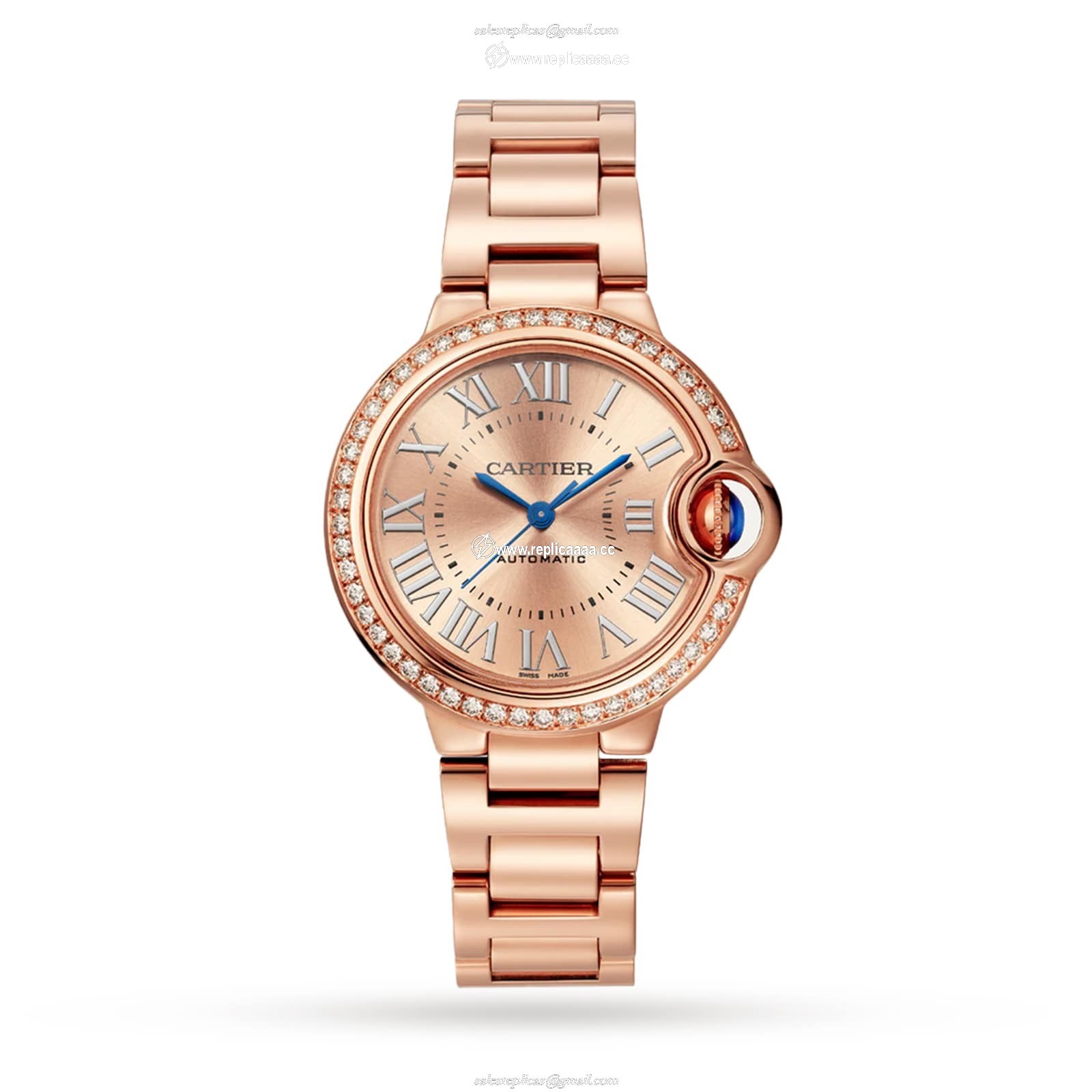 Cartier Ballon Bleu De Cartier details 33mm Automatic Movement Rose Gold Diamonds WJBB0077 1 Cartier Ballon Bleu De Cartier details 33mm Automatic Movement Rose Gold Diamonds WJBB0077